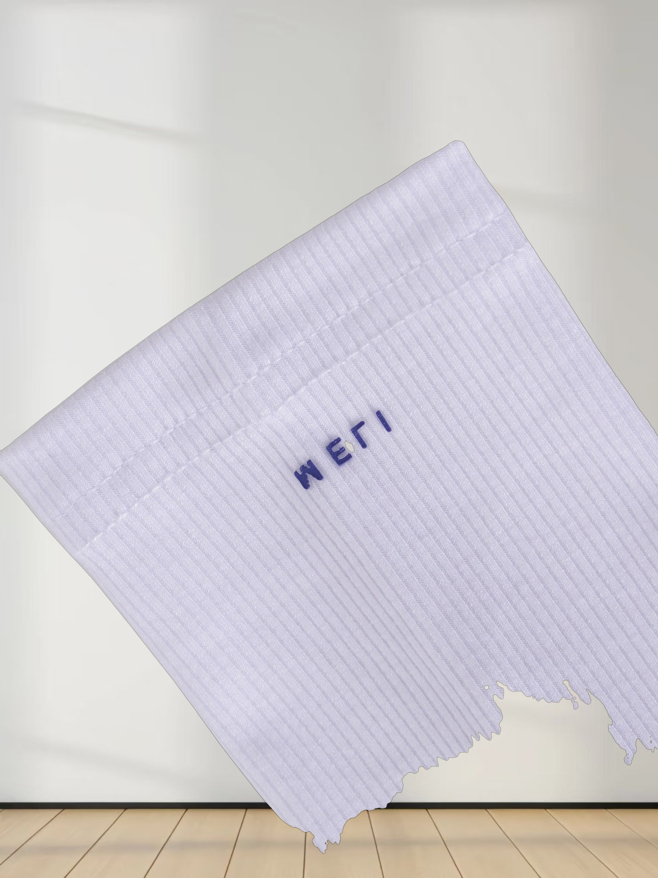 HIGH V RIBBED TEE - LS-WHITE