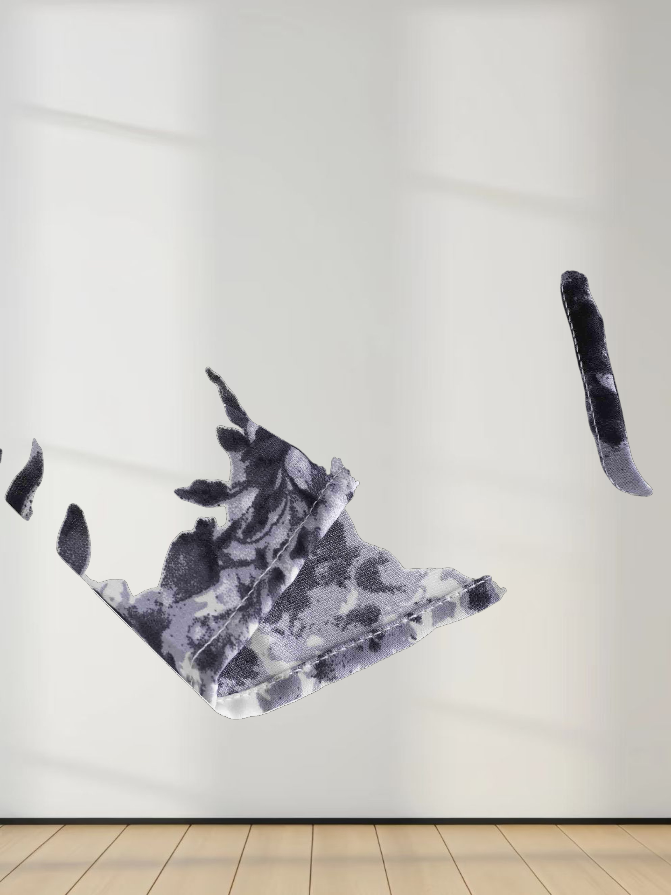 Belted Waist Pleat Shirtdress-Cream/Blue Floral