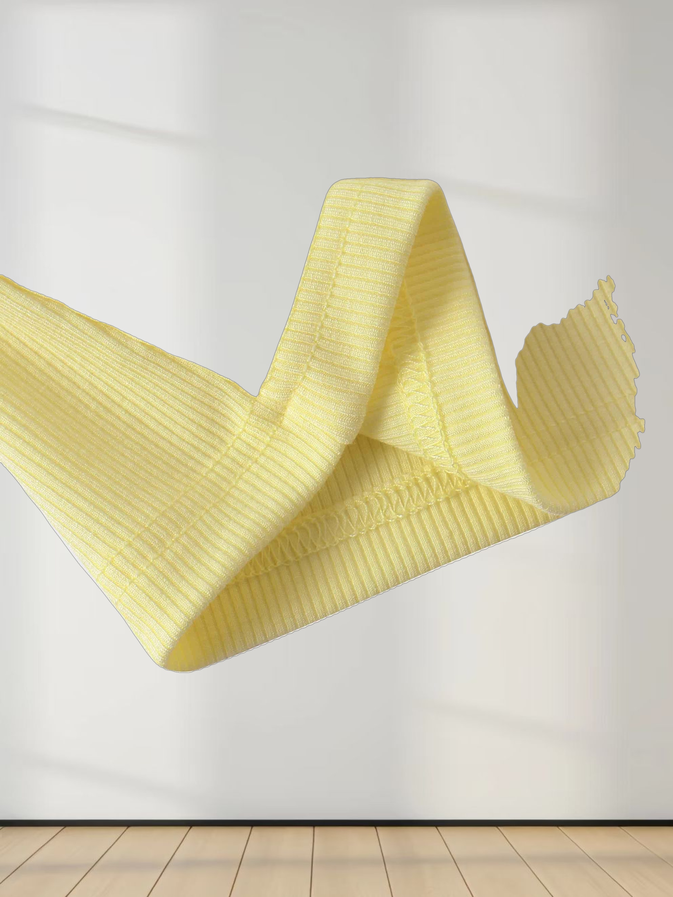 RIBBED HIGH V TEE LS-BUTTER YELLOW