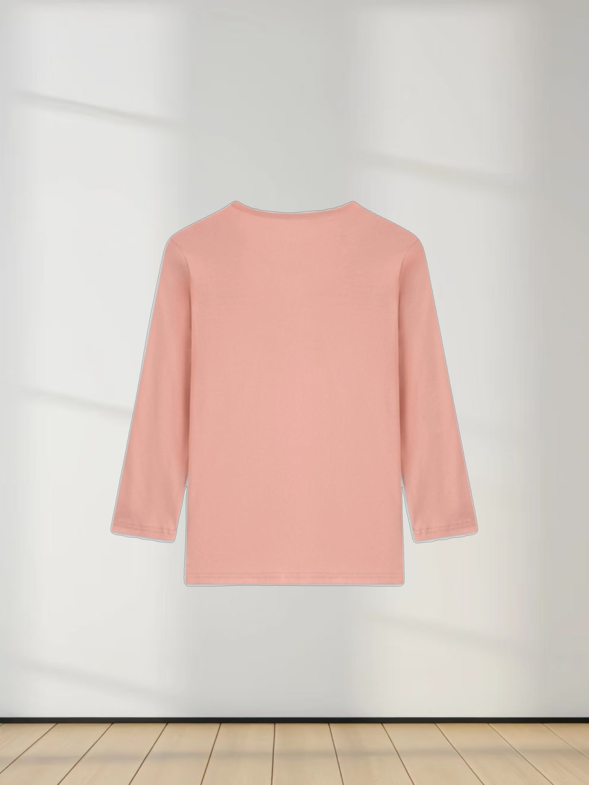 BASIC HIGH V TEE 3Q-PEACH