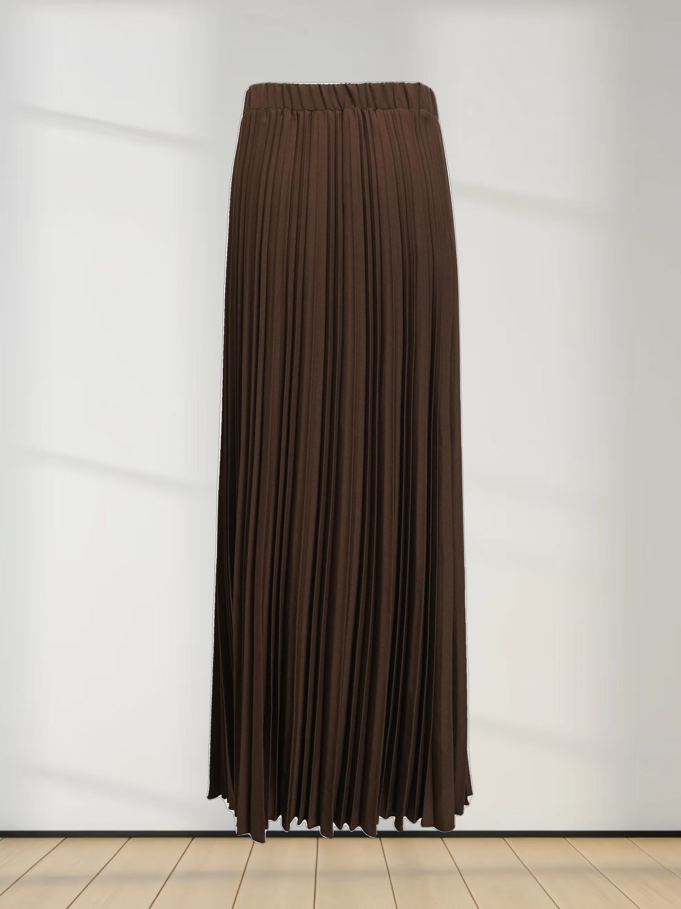 Mix Pleat Skirt-Brown