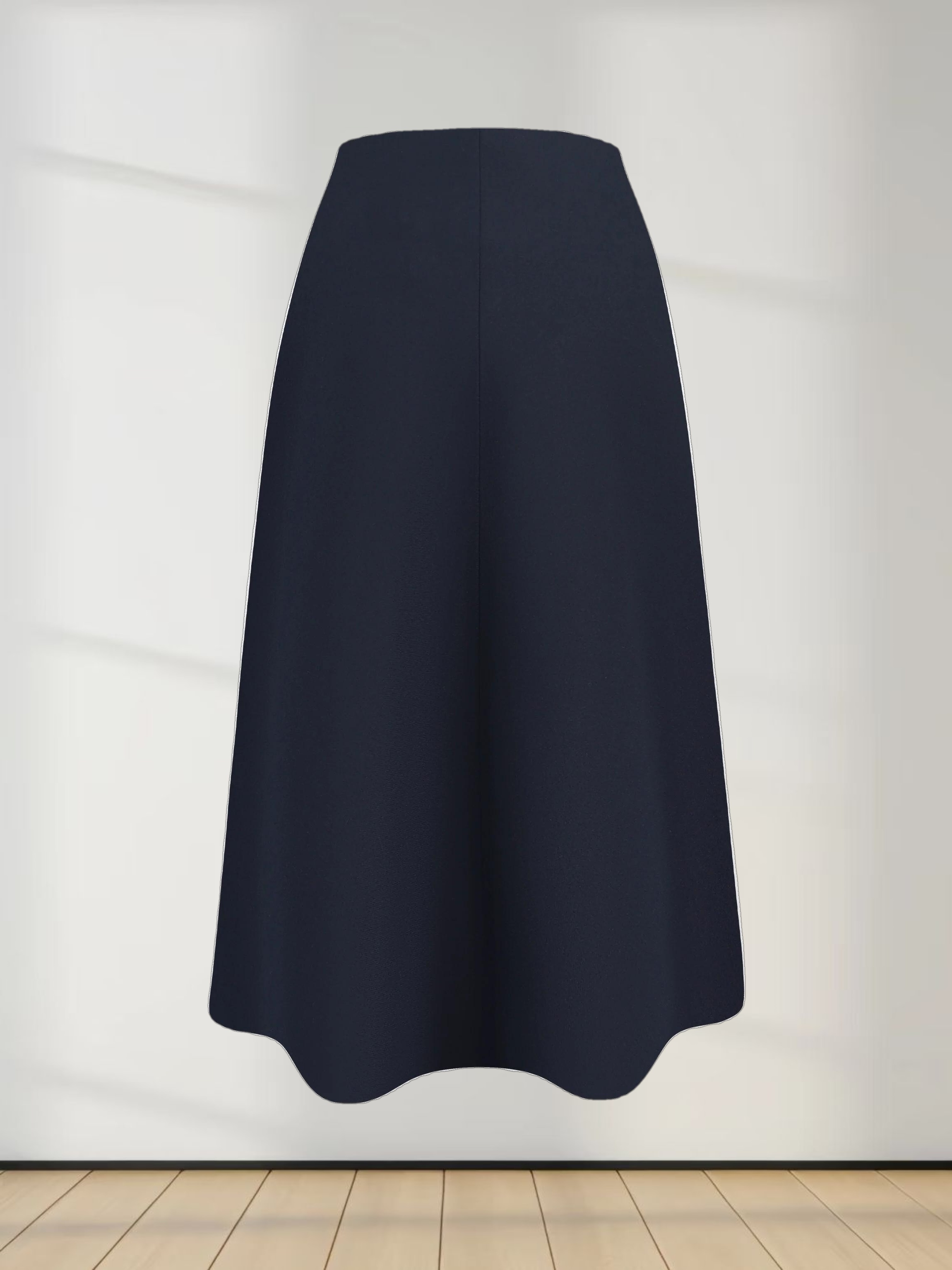 Basic A-Line Seamed Short Skirt-Navy