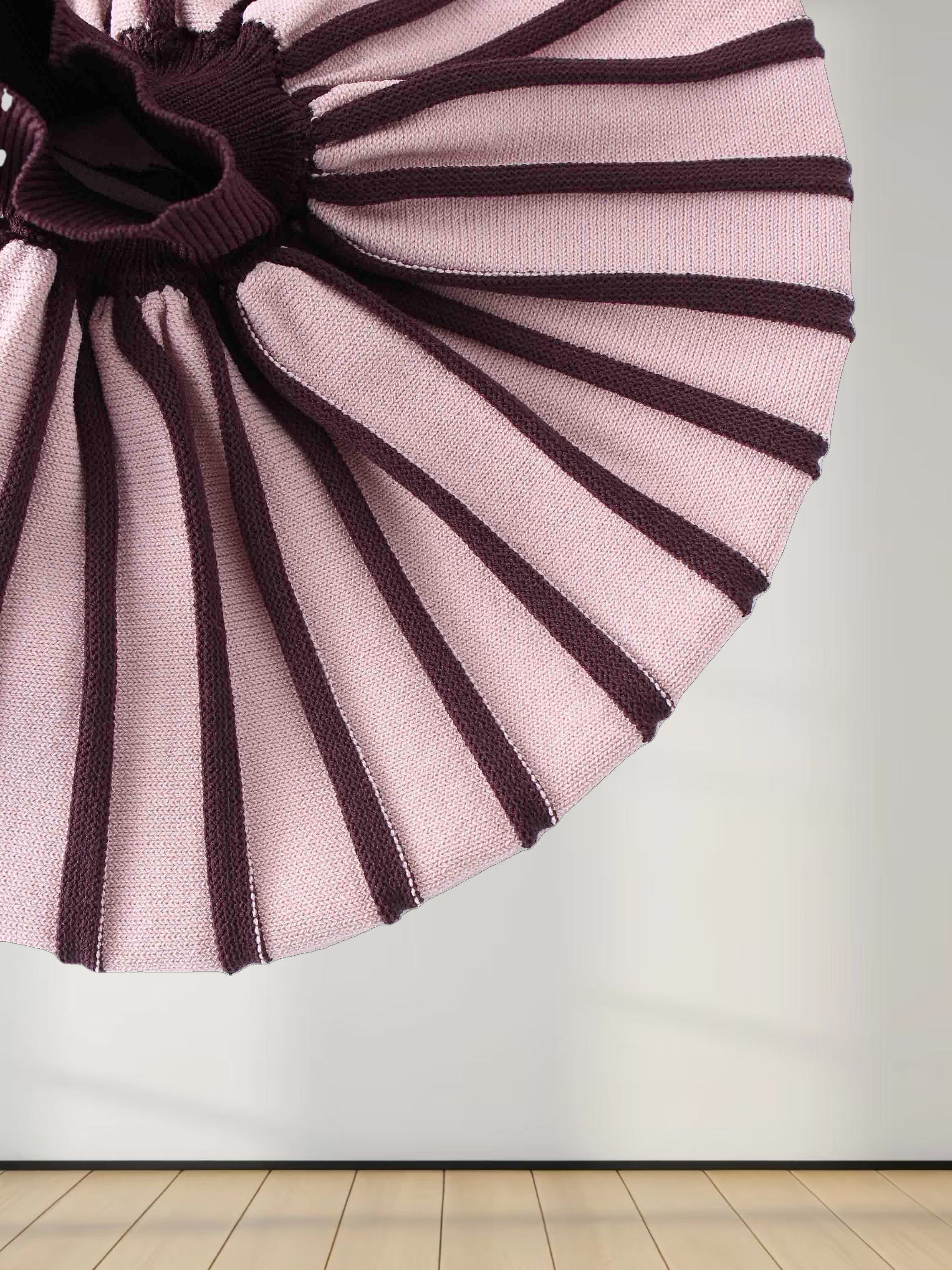 Balloon Sleeve Sweater-Maroon/Pink