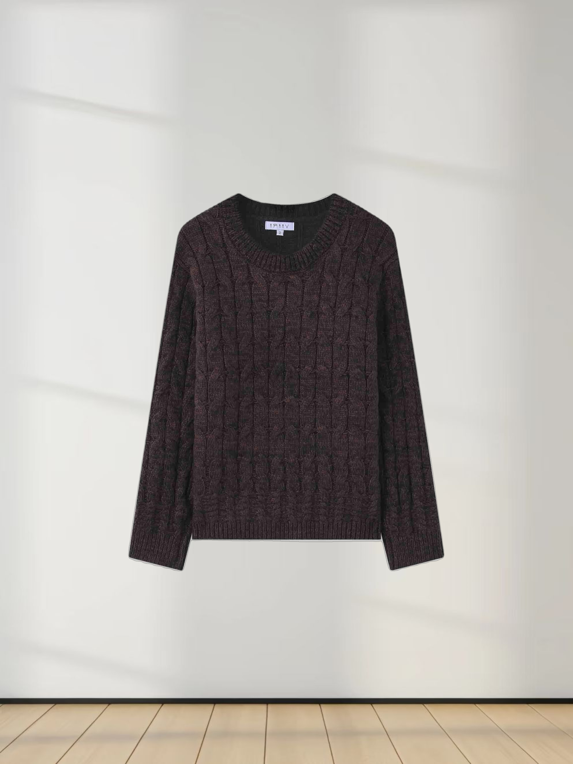 Chunky Heathered Cable sweater-Black/Brown