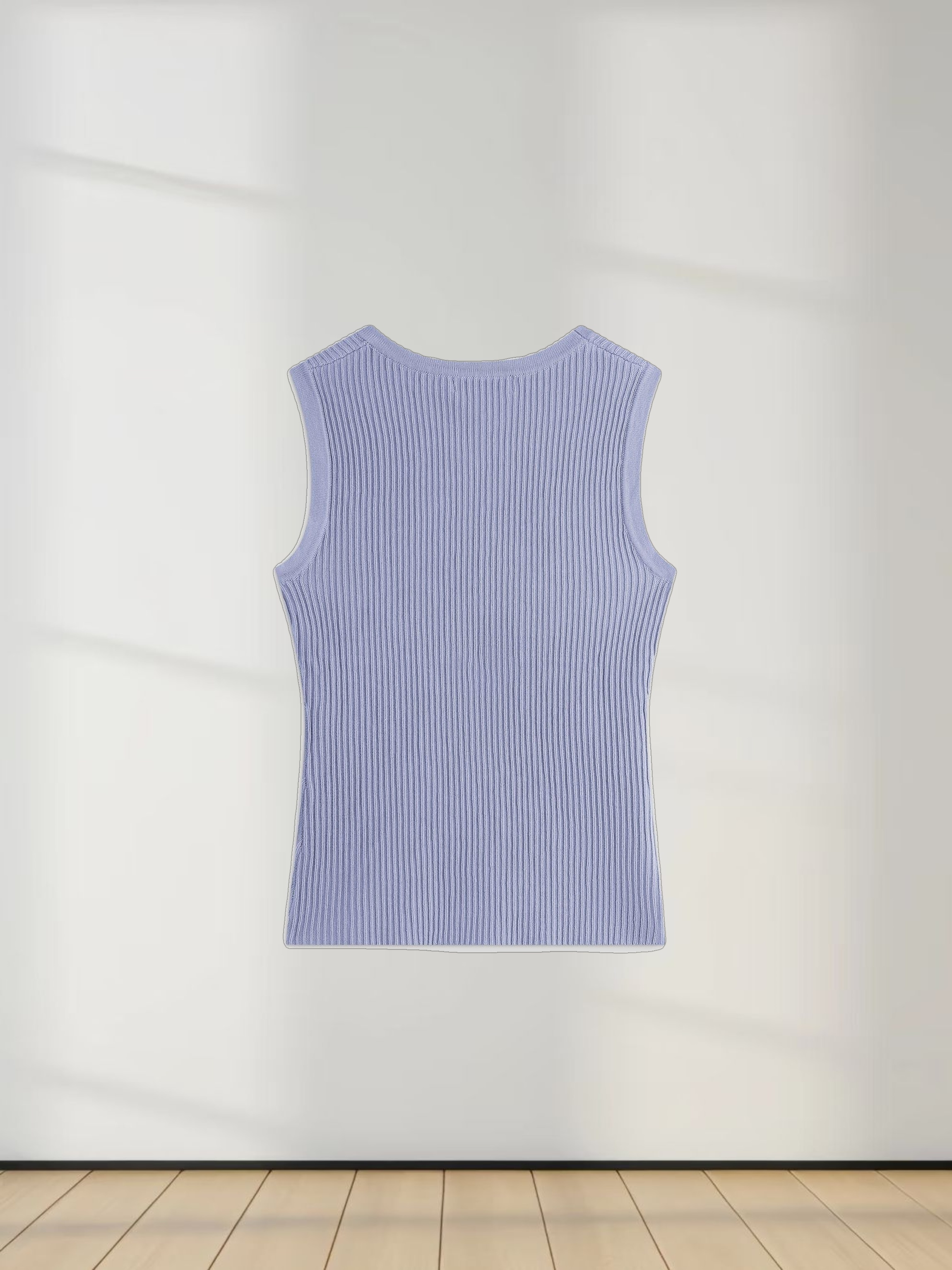 Sleeveless Ribbed Crew-Lavender