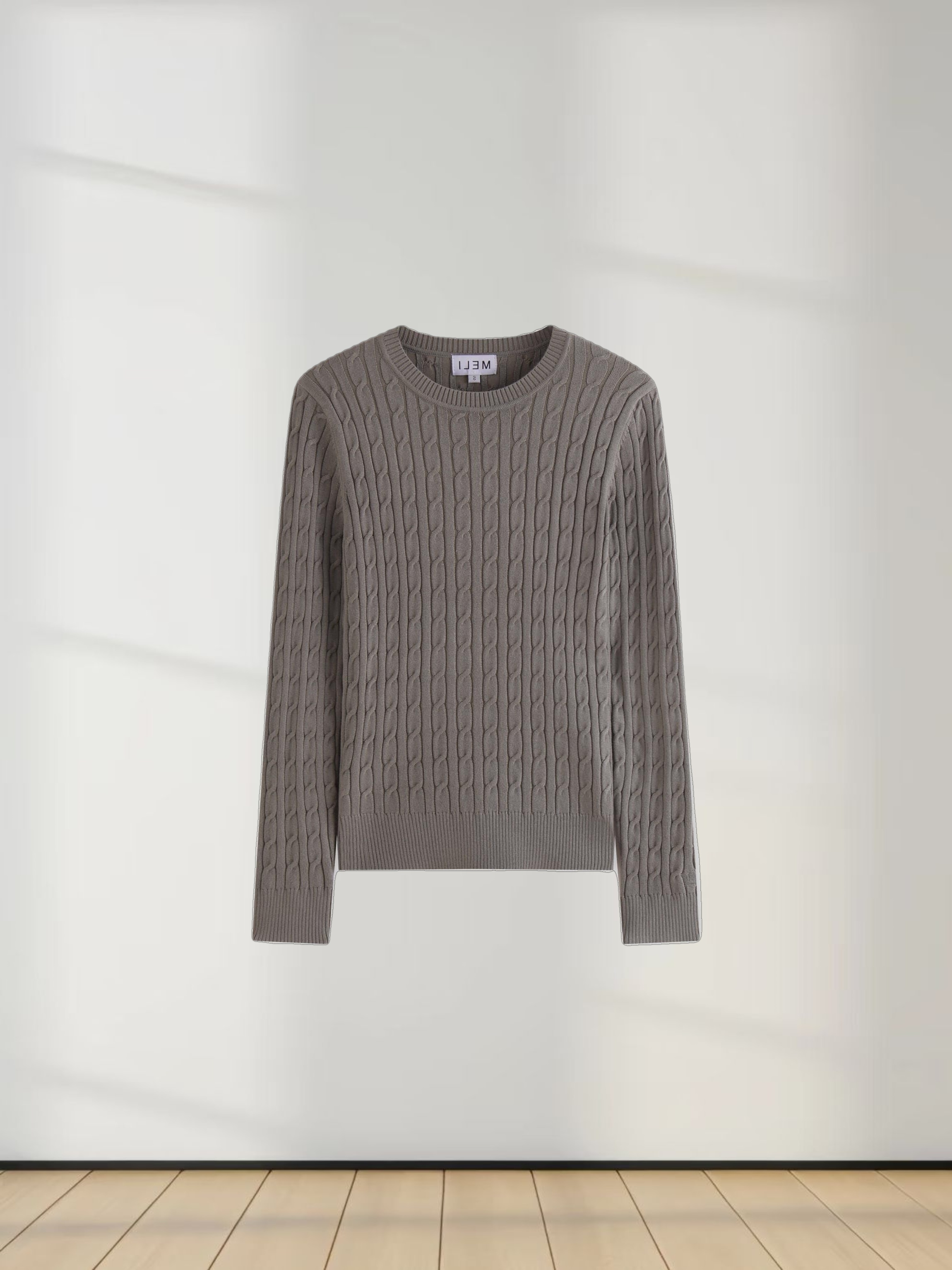 Knit Cable Sweater-Clay