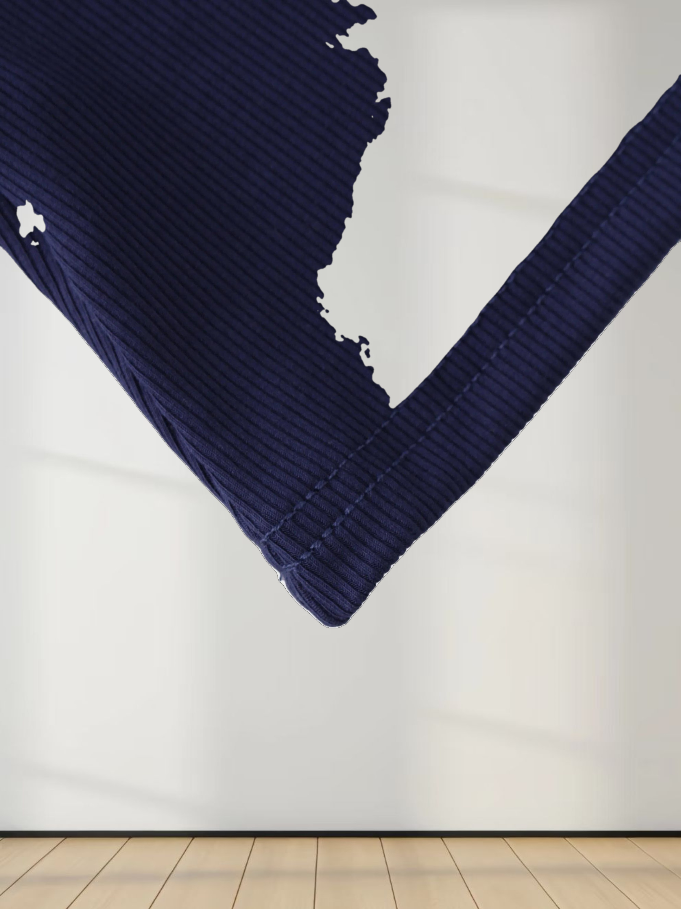 RIBBED HIGH V LS-NAVY