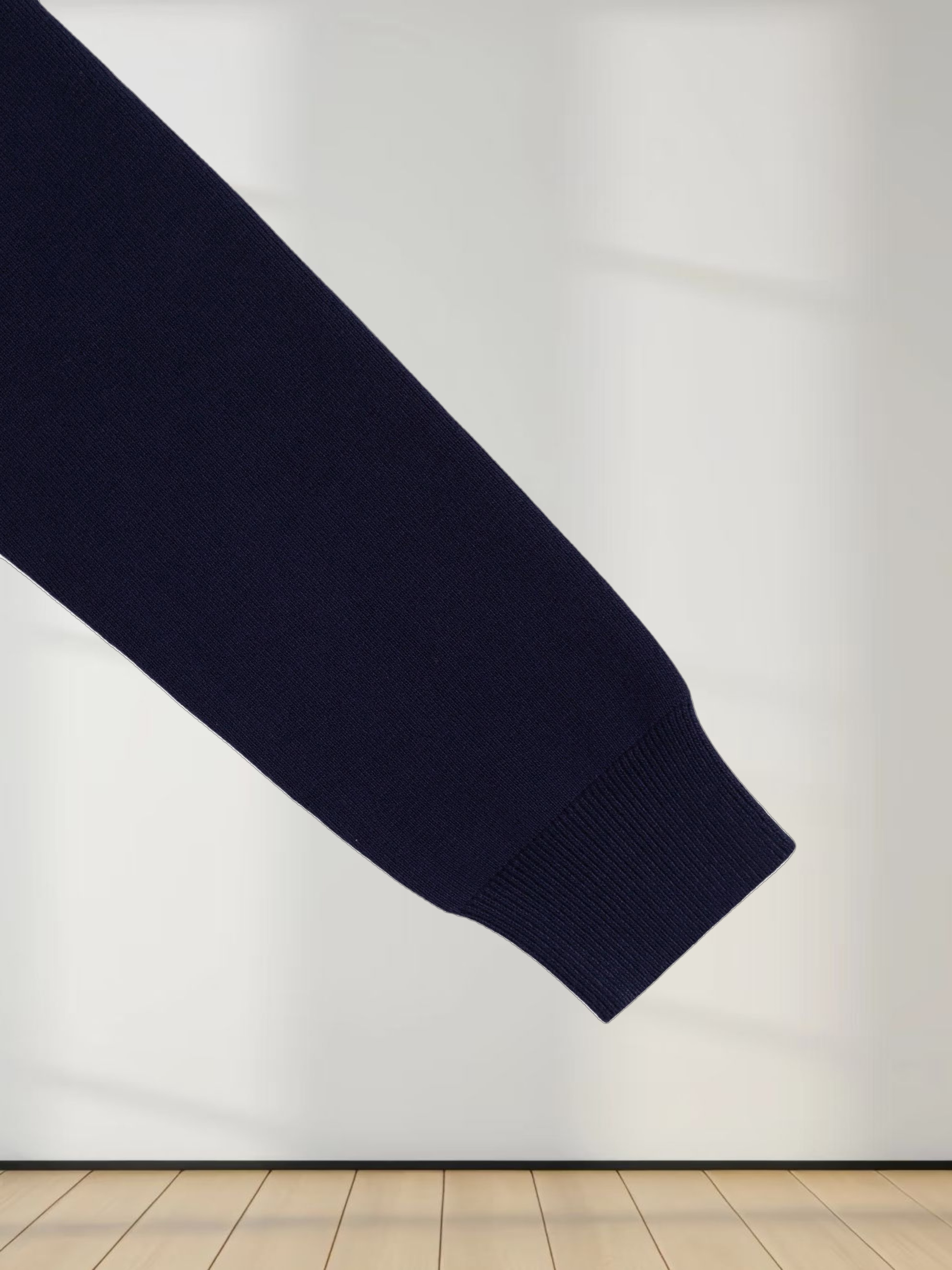 Mock Neck Thin Knit Sweater-Navy