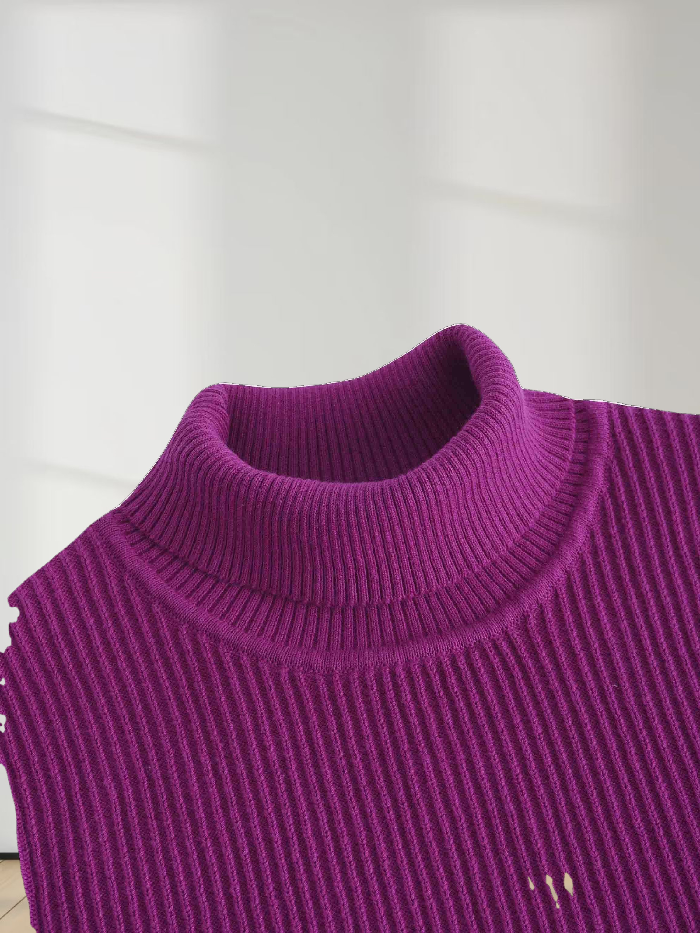 Sleeveless Ribbed Turtleneck-Fuchsia Pink