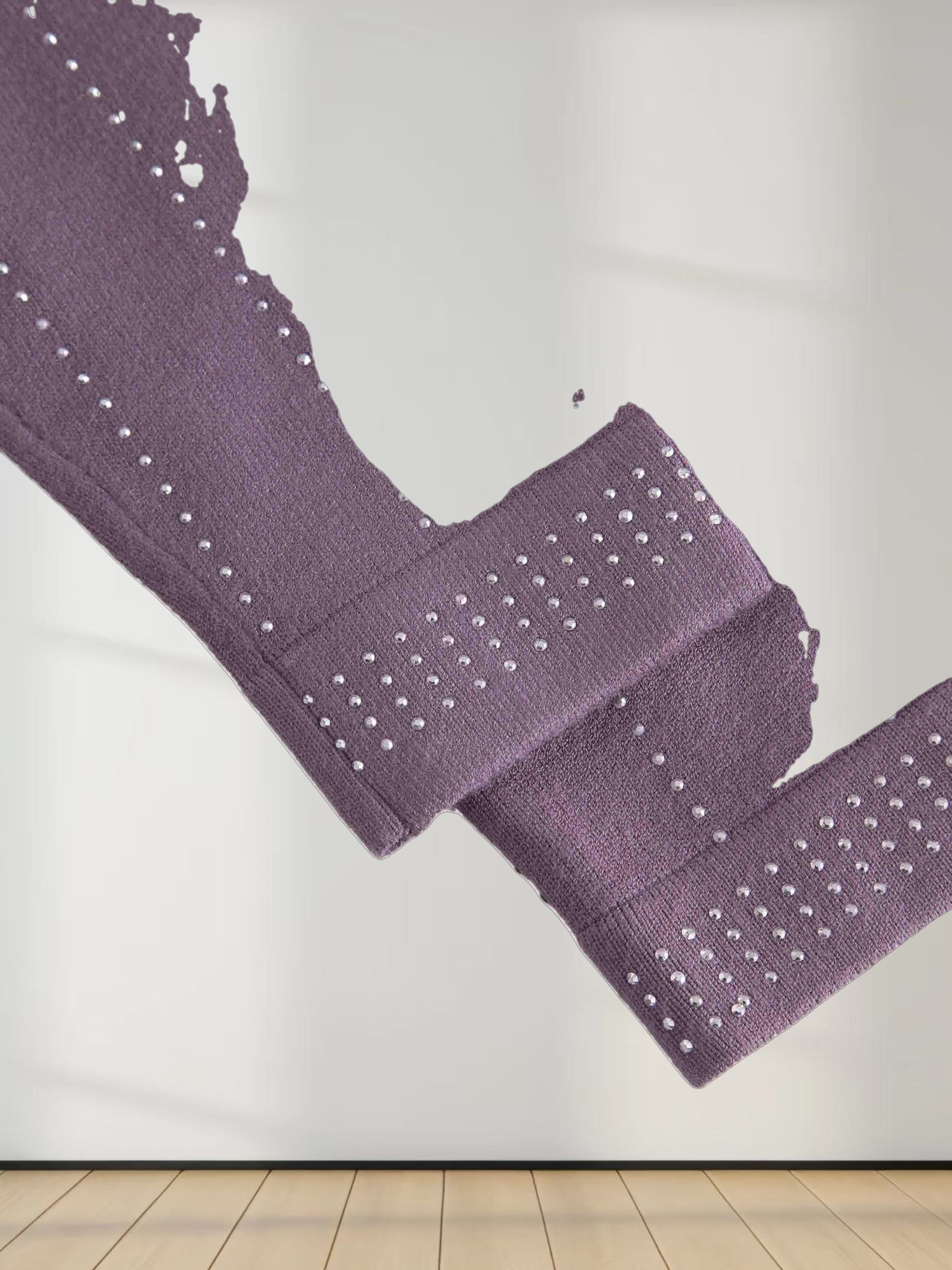 Crystal Pinstripe Crew Cardigan-Purple