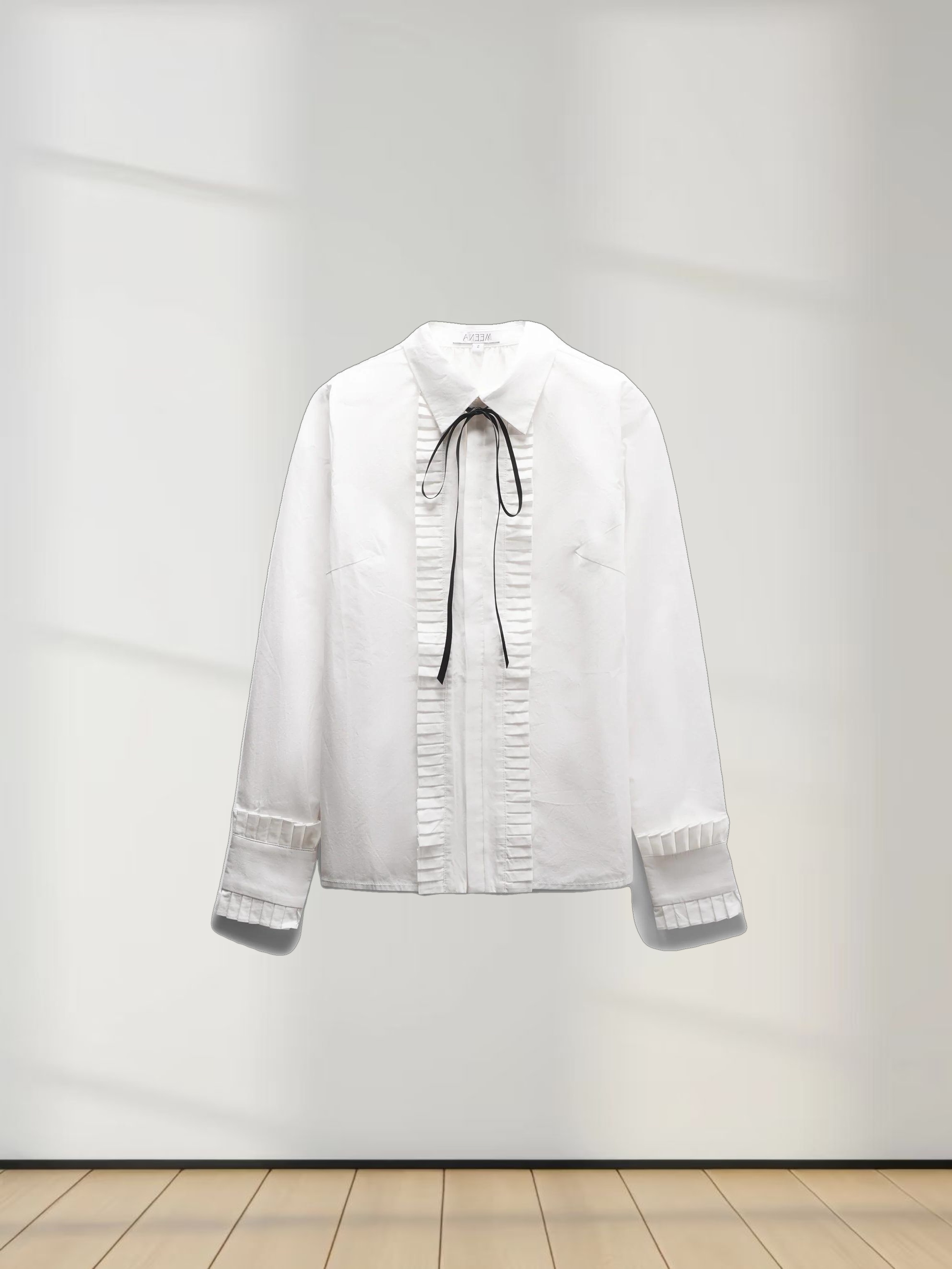 Pleat Front Blouse-White