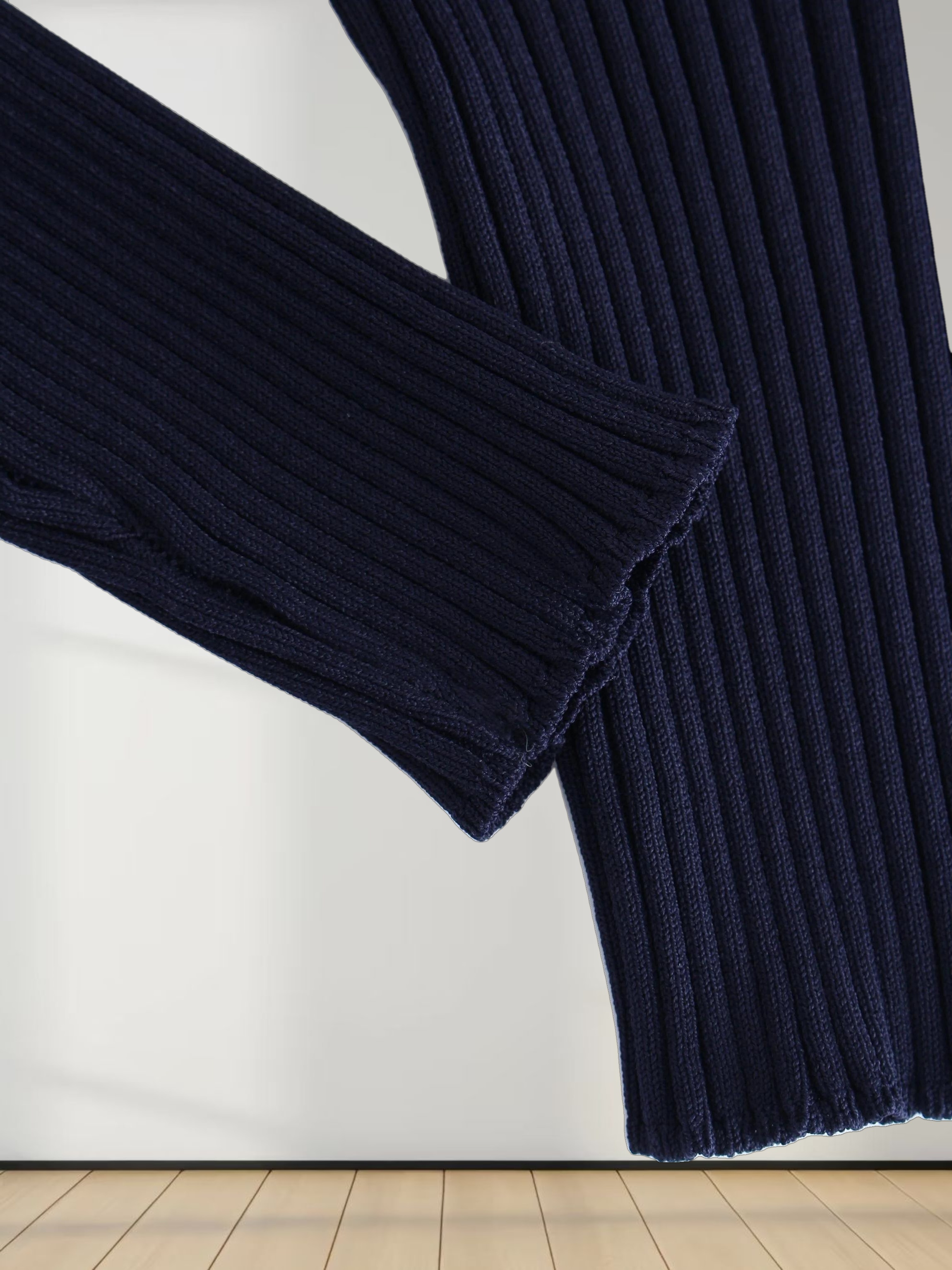 RIBBED WAISTED SWEATER-NAVY