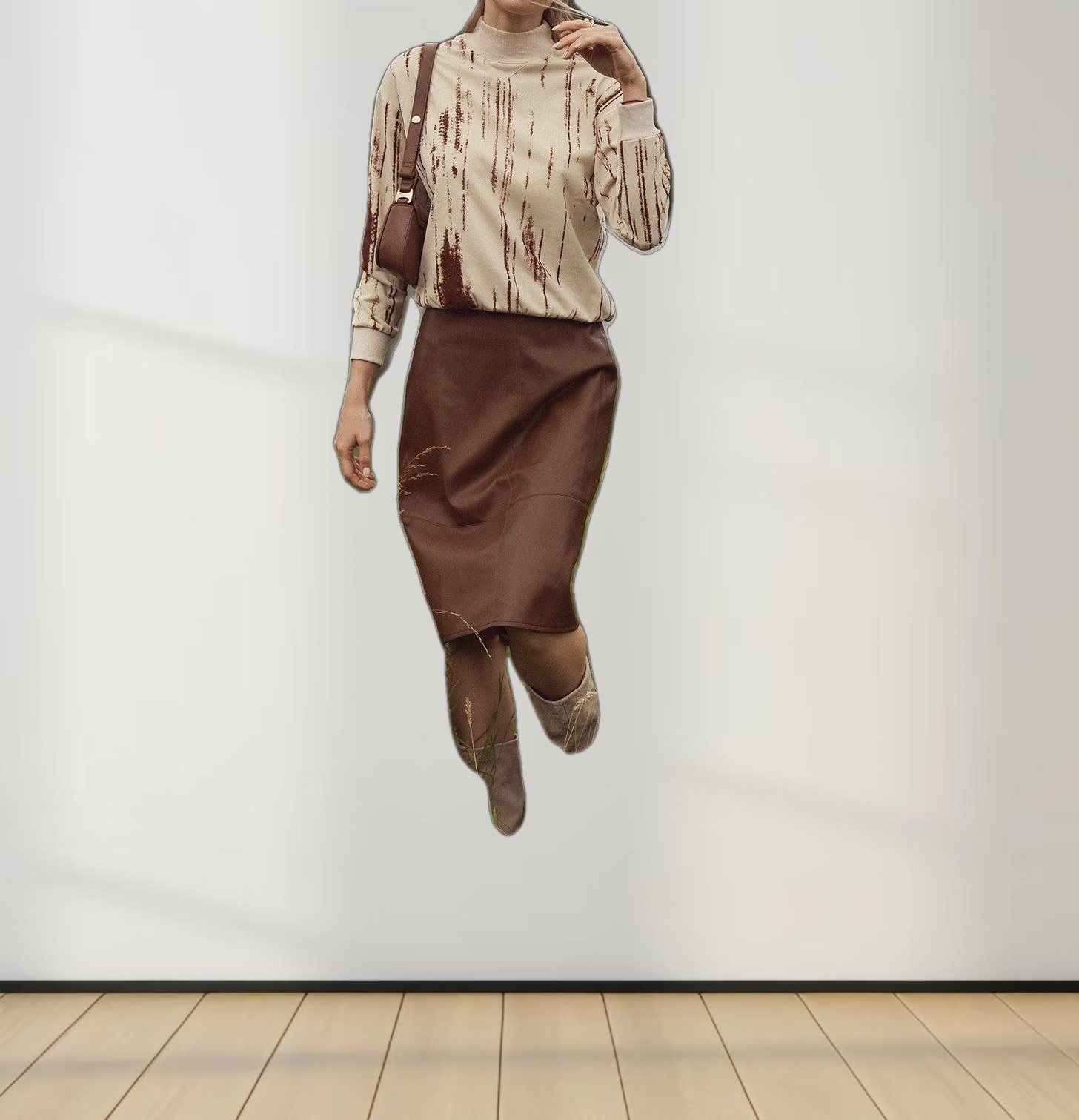 Tie Dye Splash Sweatshirt-Cream/Brown