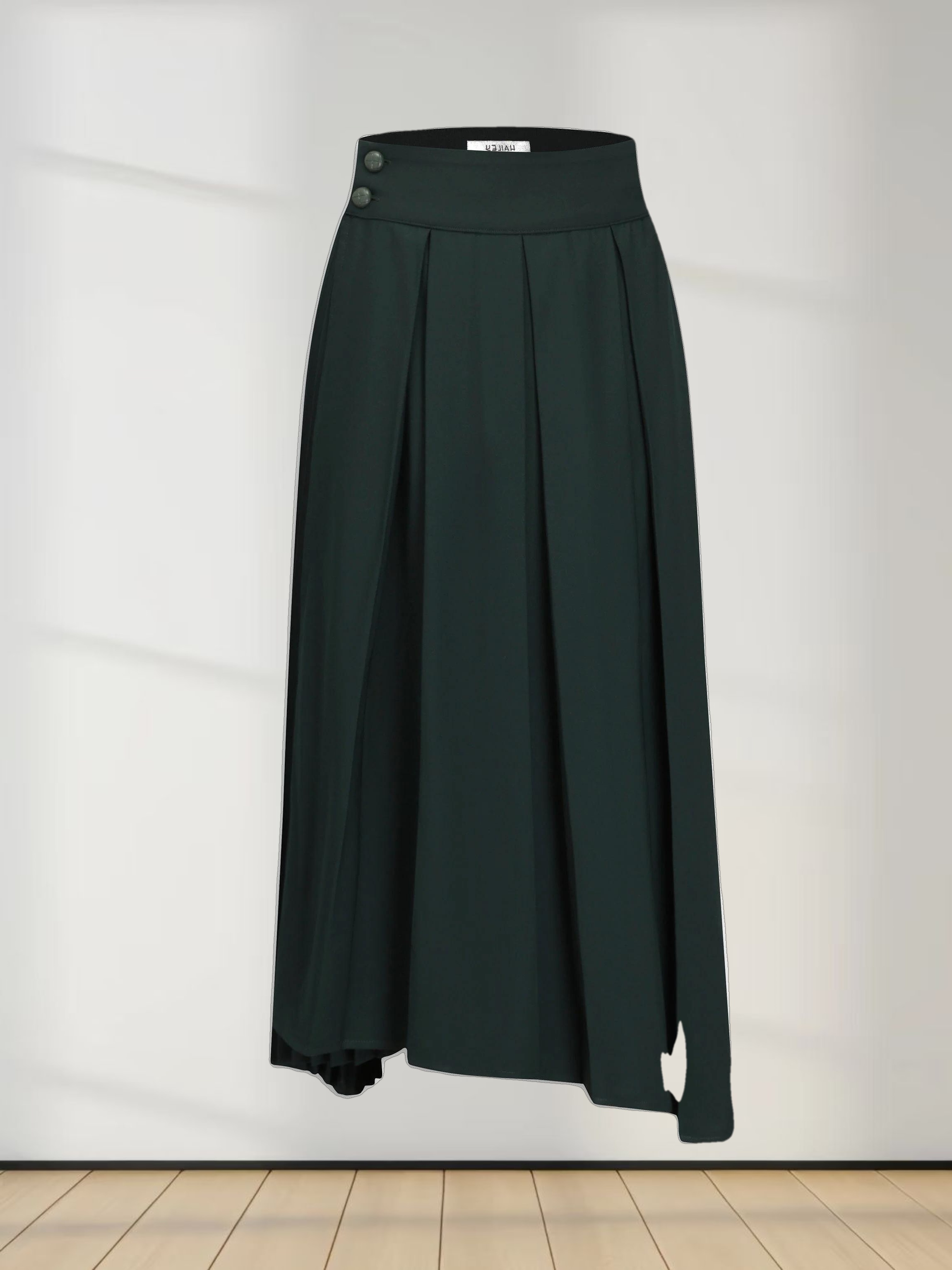 Crossover Mix Pleat Skirt-Green