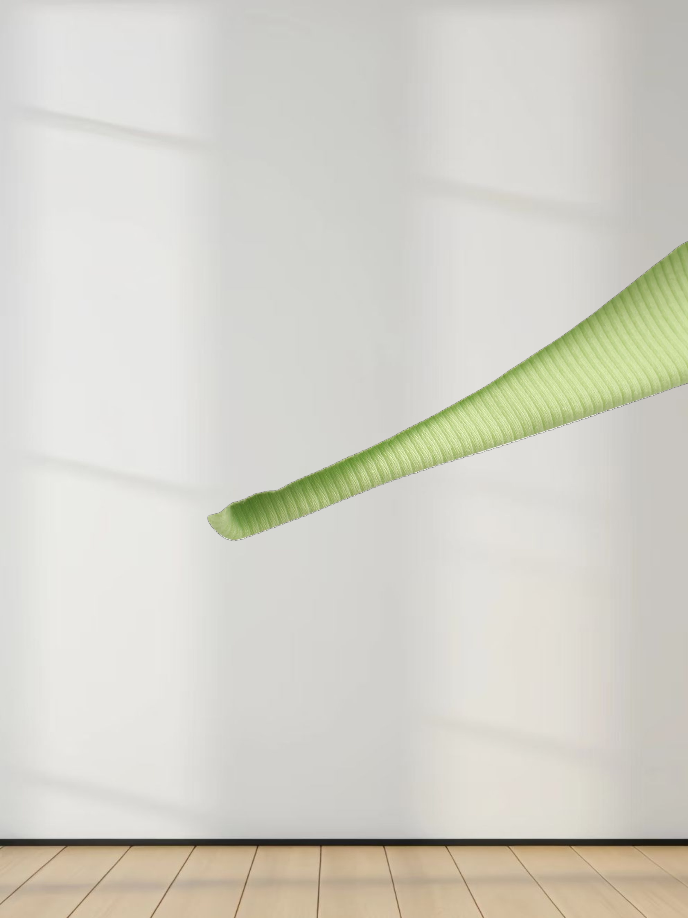 Ribbed Half Zip Hoodie Tee-Lime Green