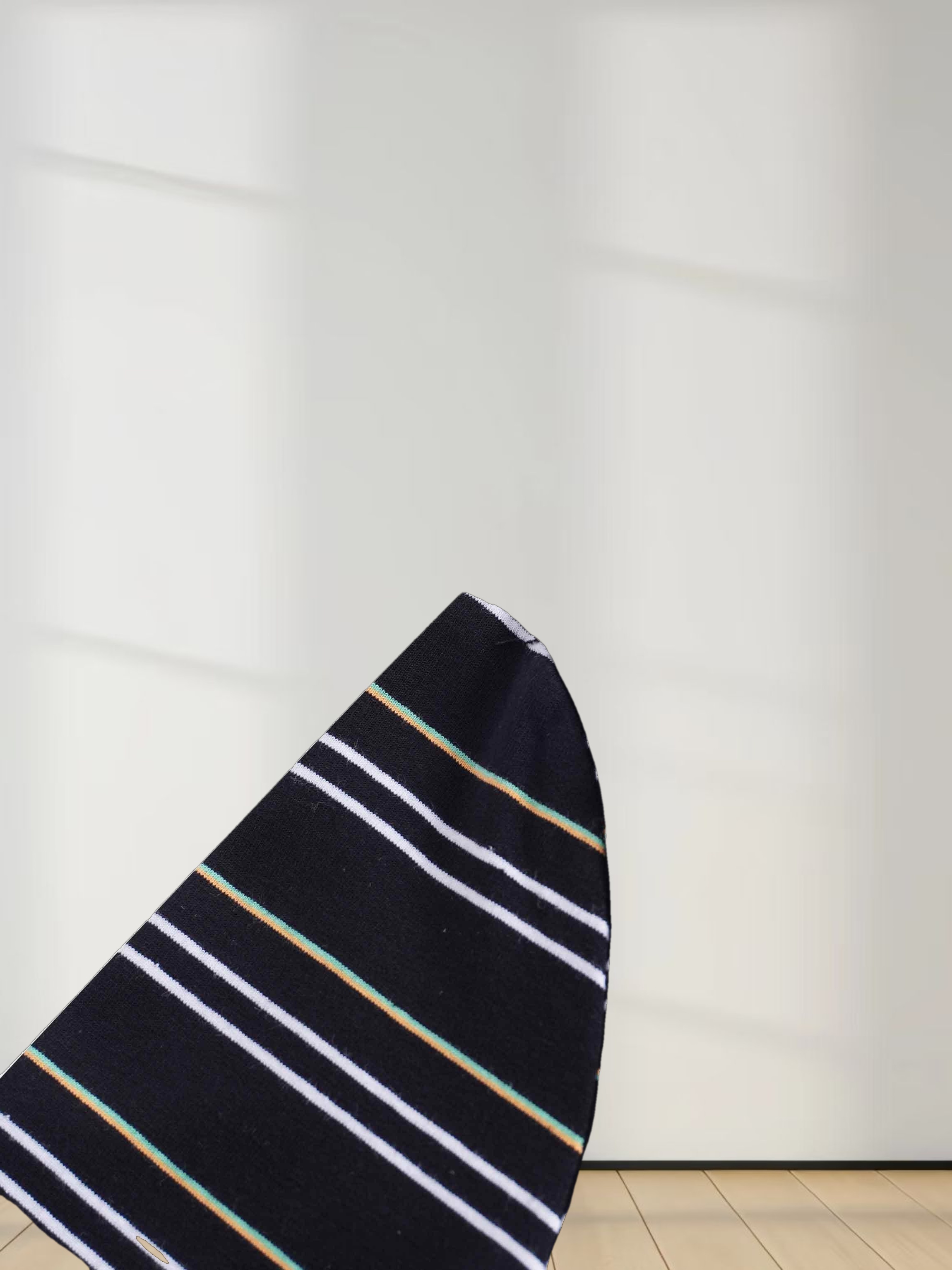 Flat Striped Crew Long Sleeve-Black/White/Green