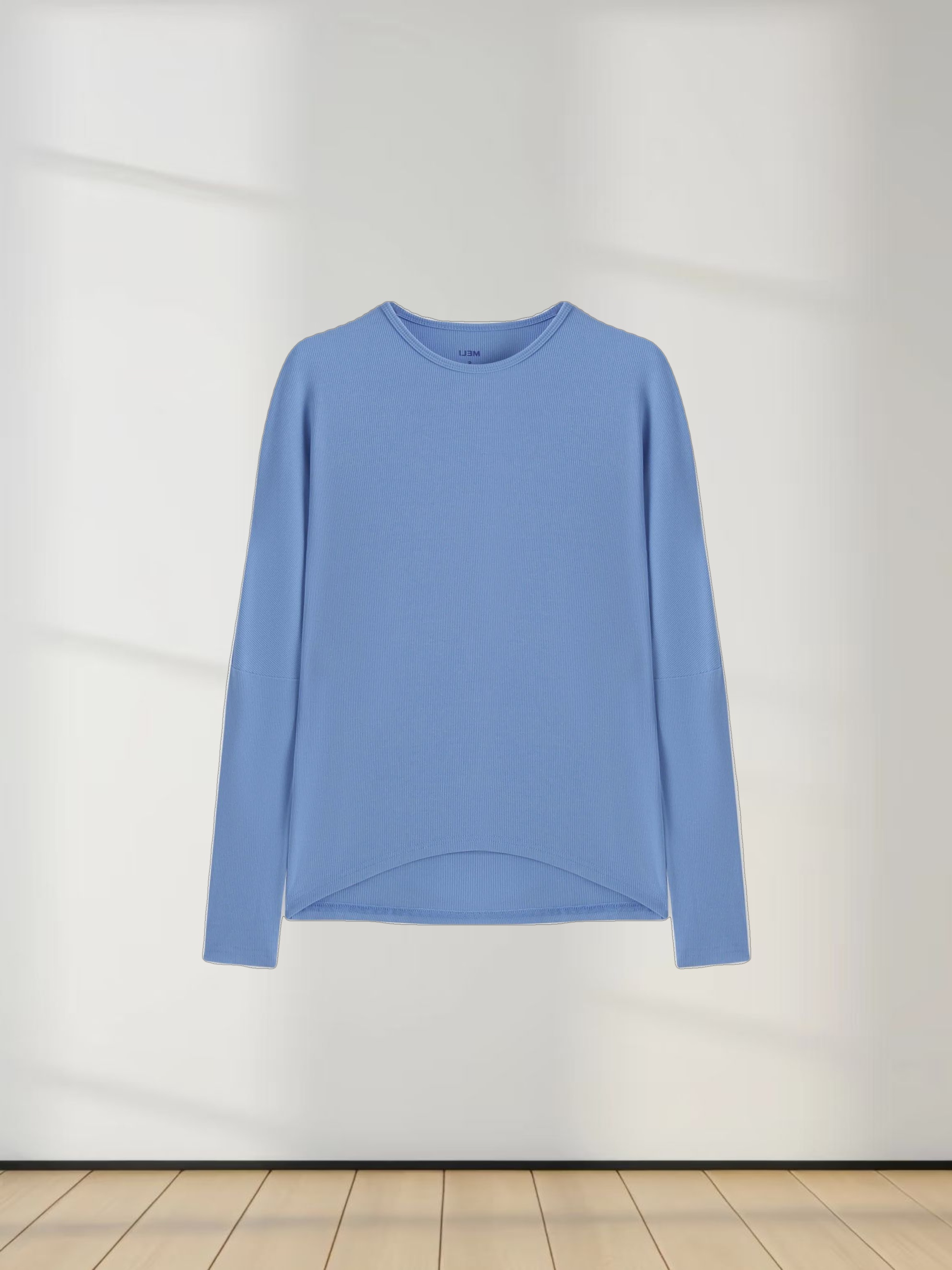 Crew Ribbed Dolman-Ocean Blue