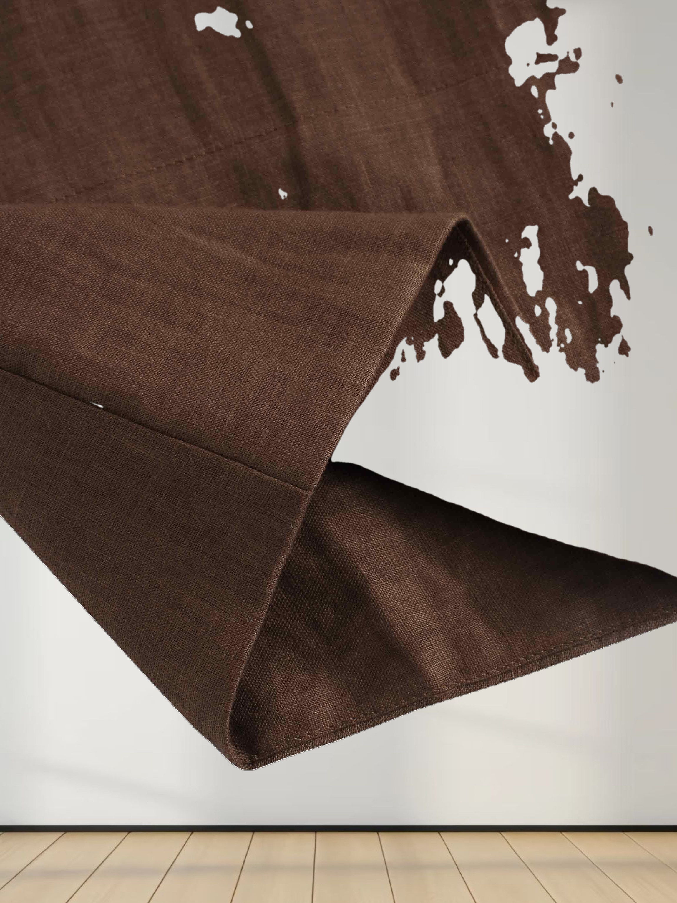 Gathered Waist Linen Skirt-Brown