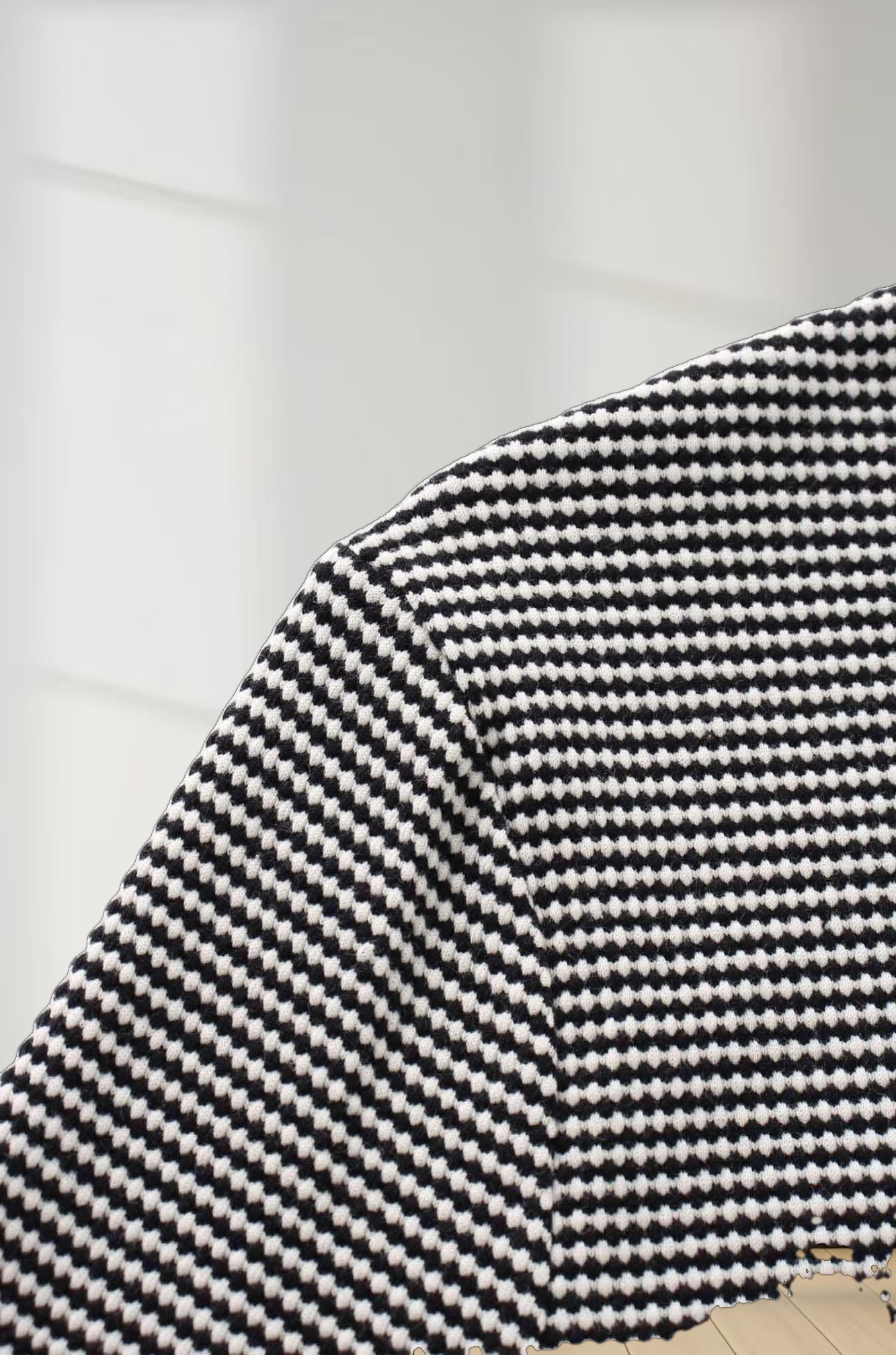 Waffle Striped Crew Tee-Black/White