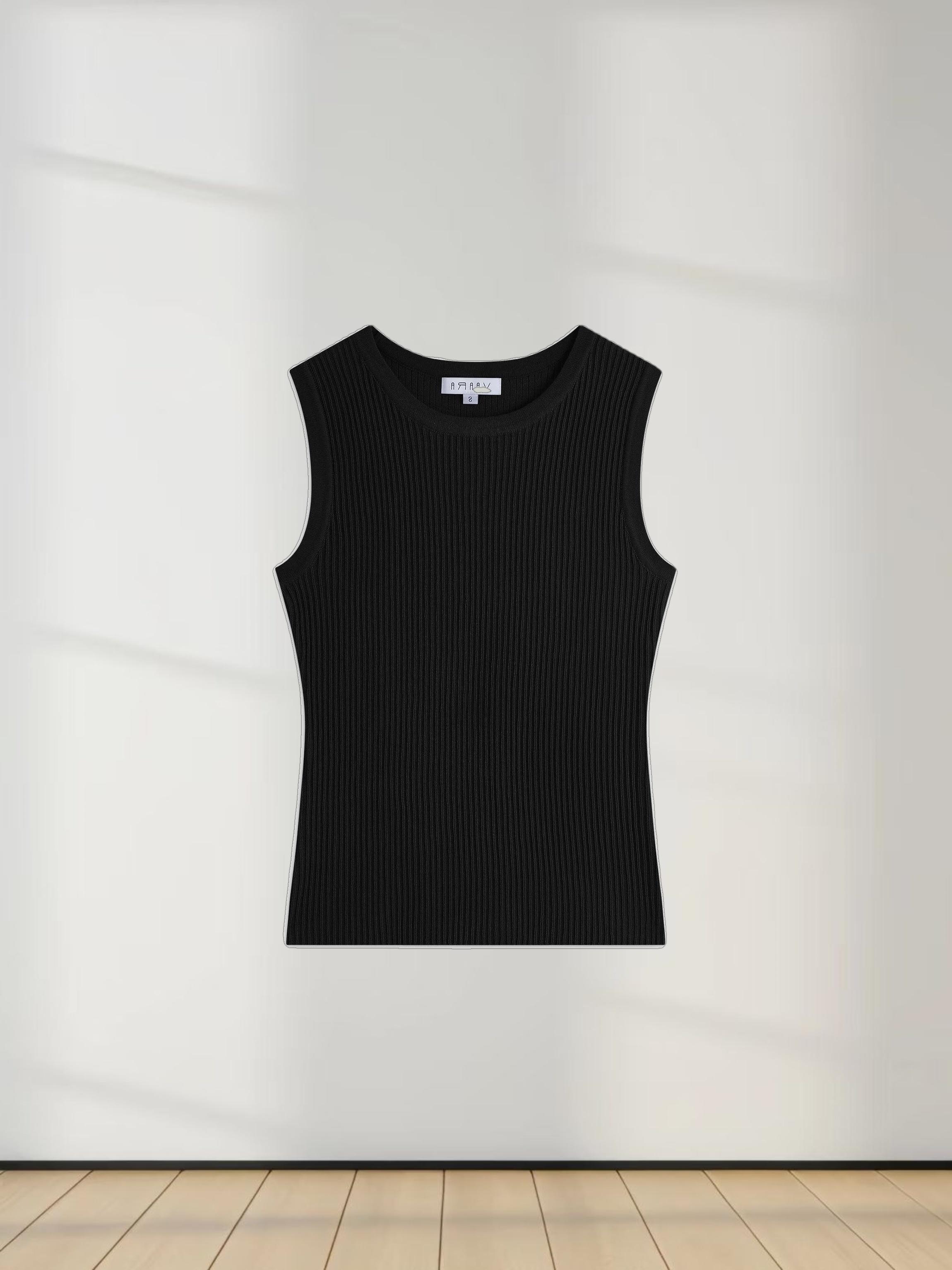 Sleeveless Ribbed Crew-Black