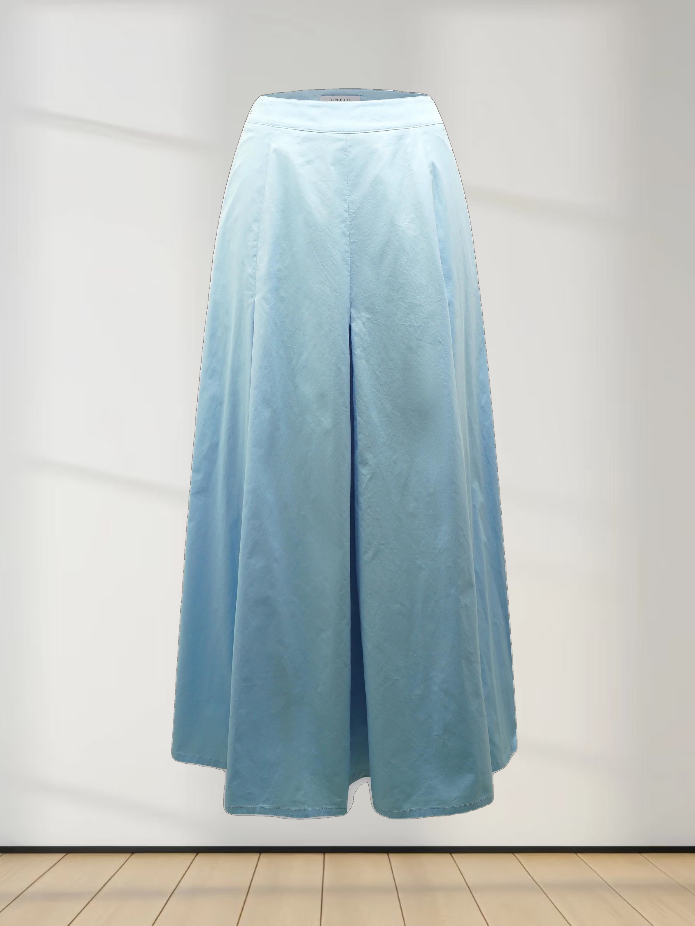 Stitch Down Cotton Pleated Skirt-Light Blue