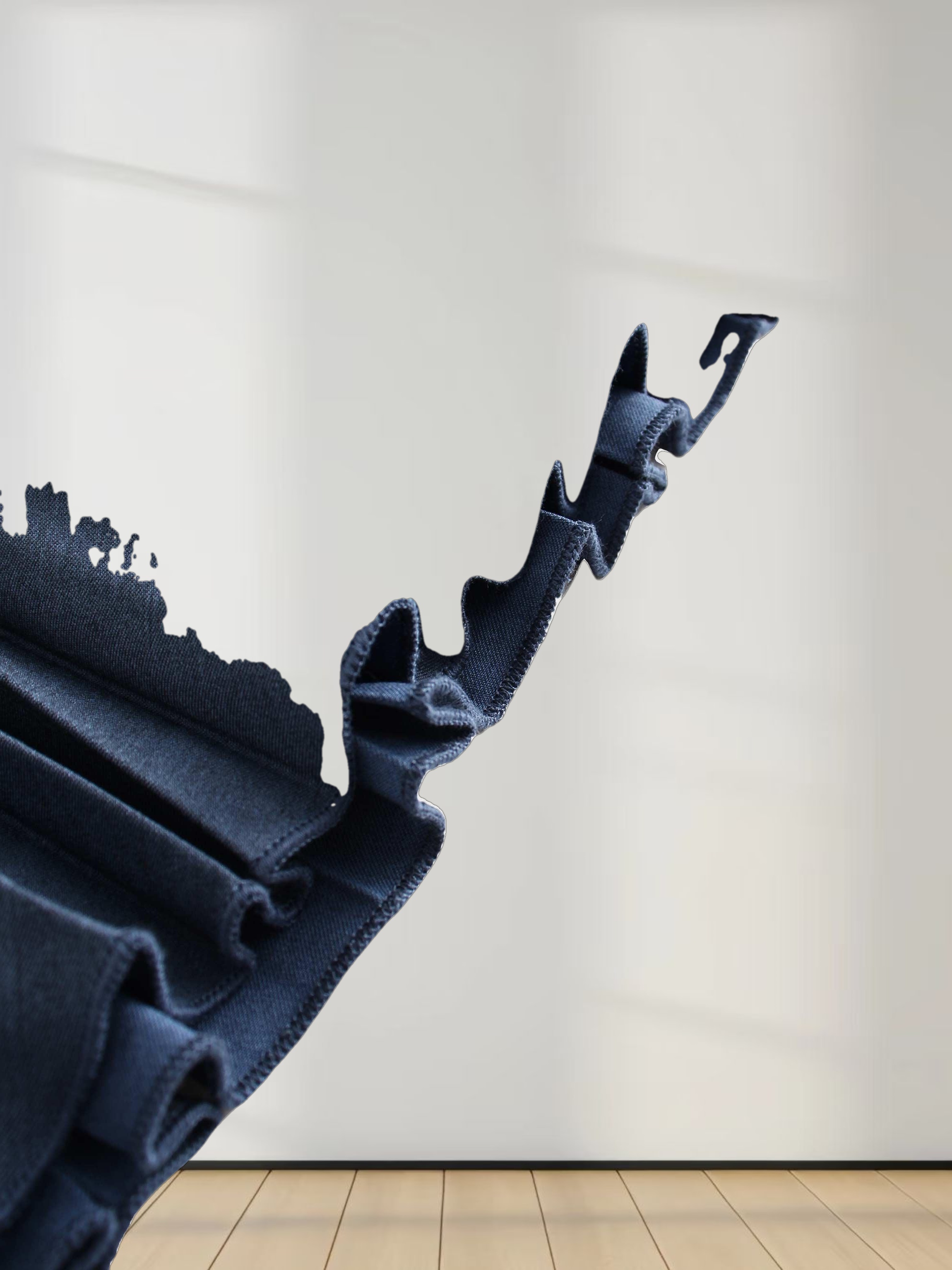 Mix Pleat Skirt-Dark Blue Denim