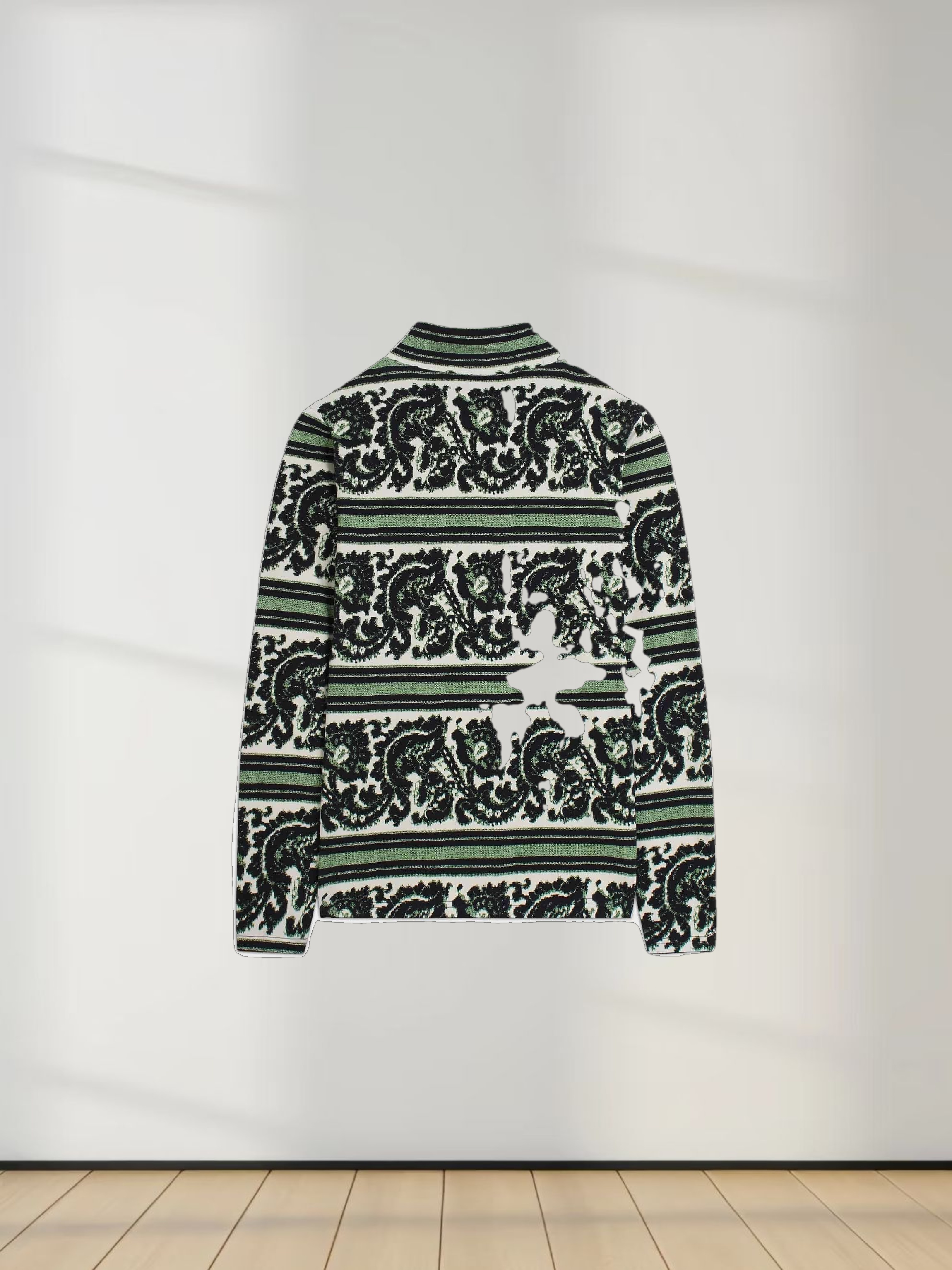 Printed Modal Turtleneck-Paisley Green