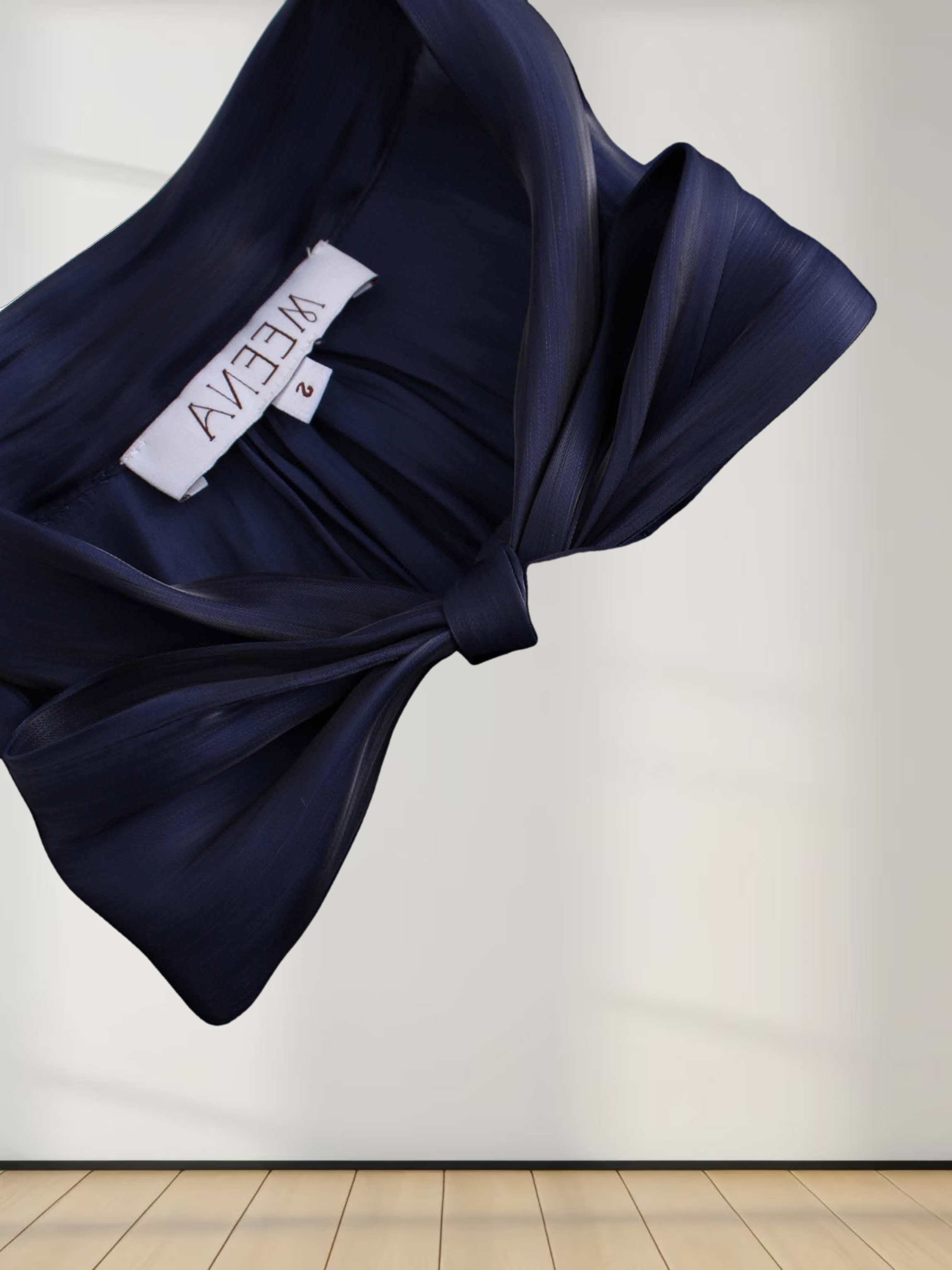 Shimmer Tie Blouse-Navy