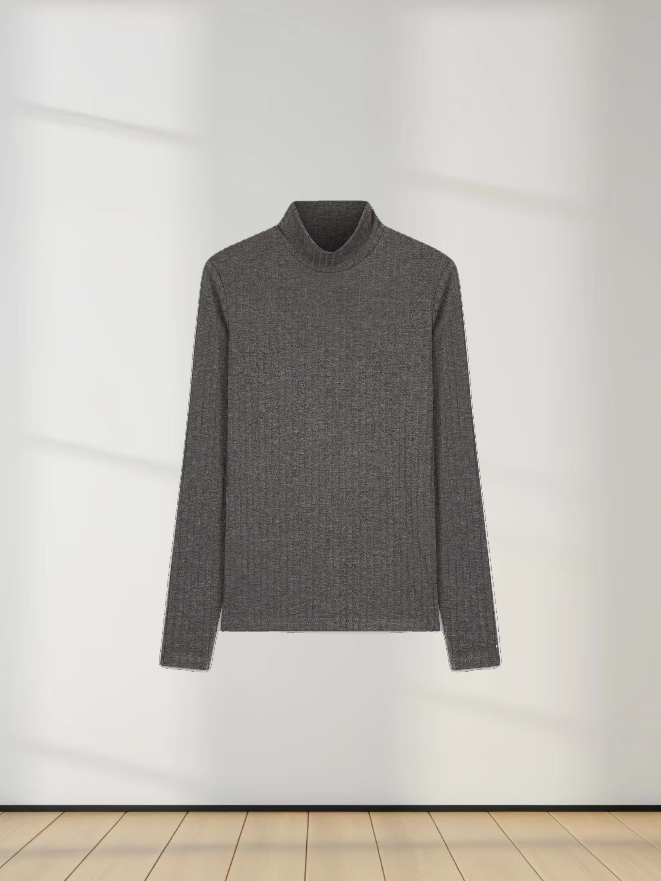 RIBBED JERSEY TURTLENECK-GREY