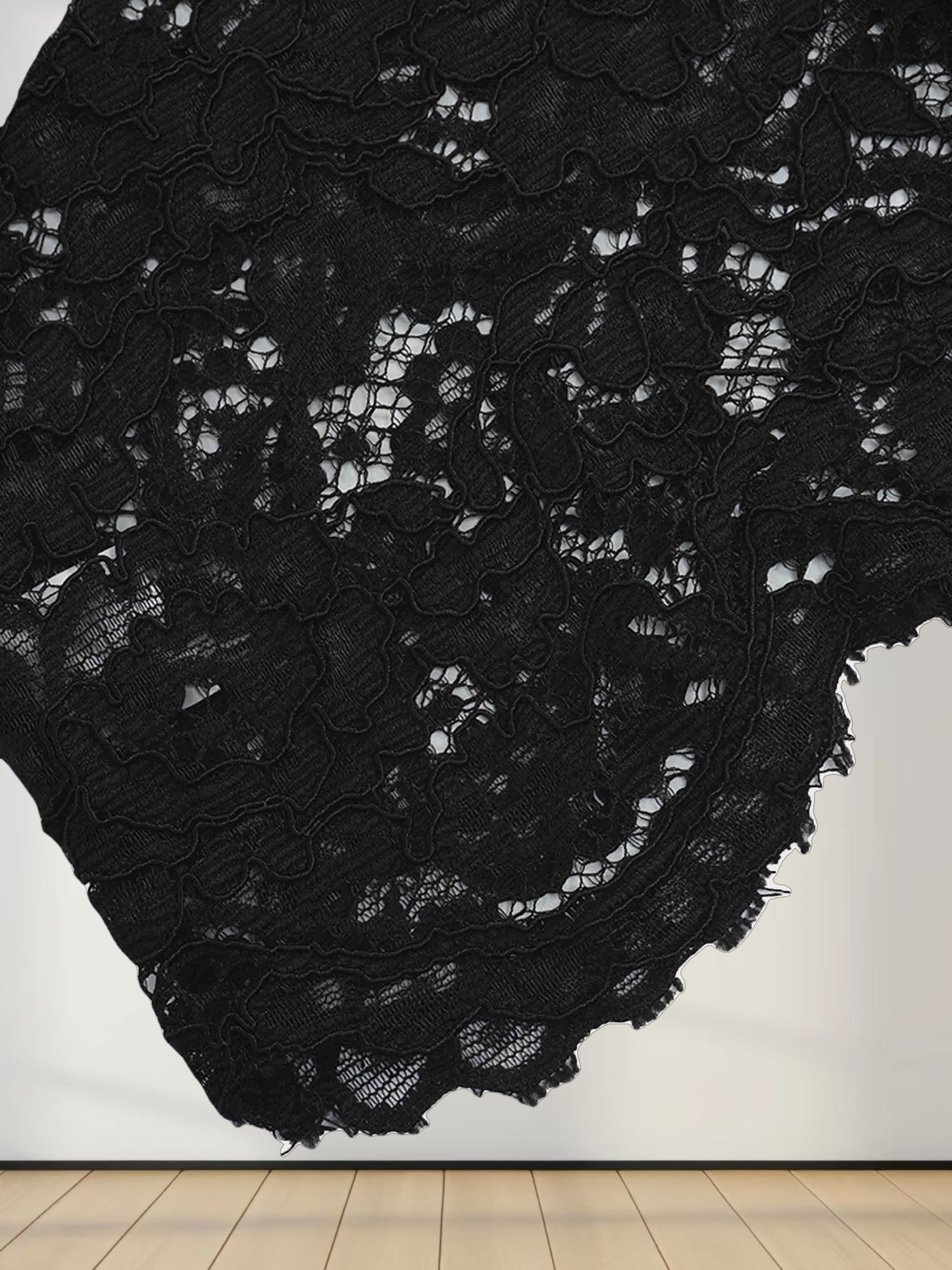 Lace Button Down Cardigan Top-Black