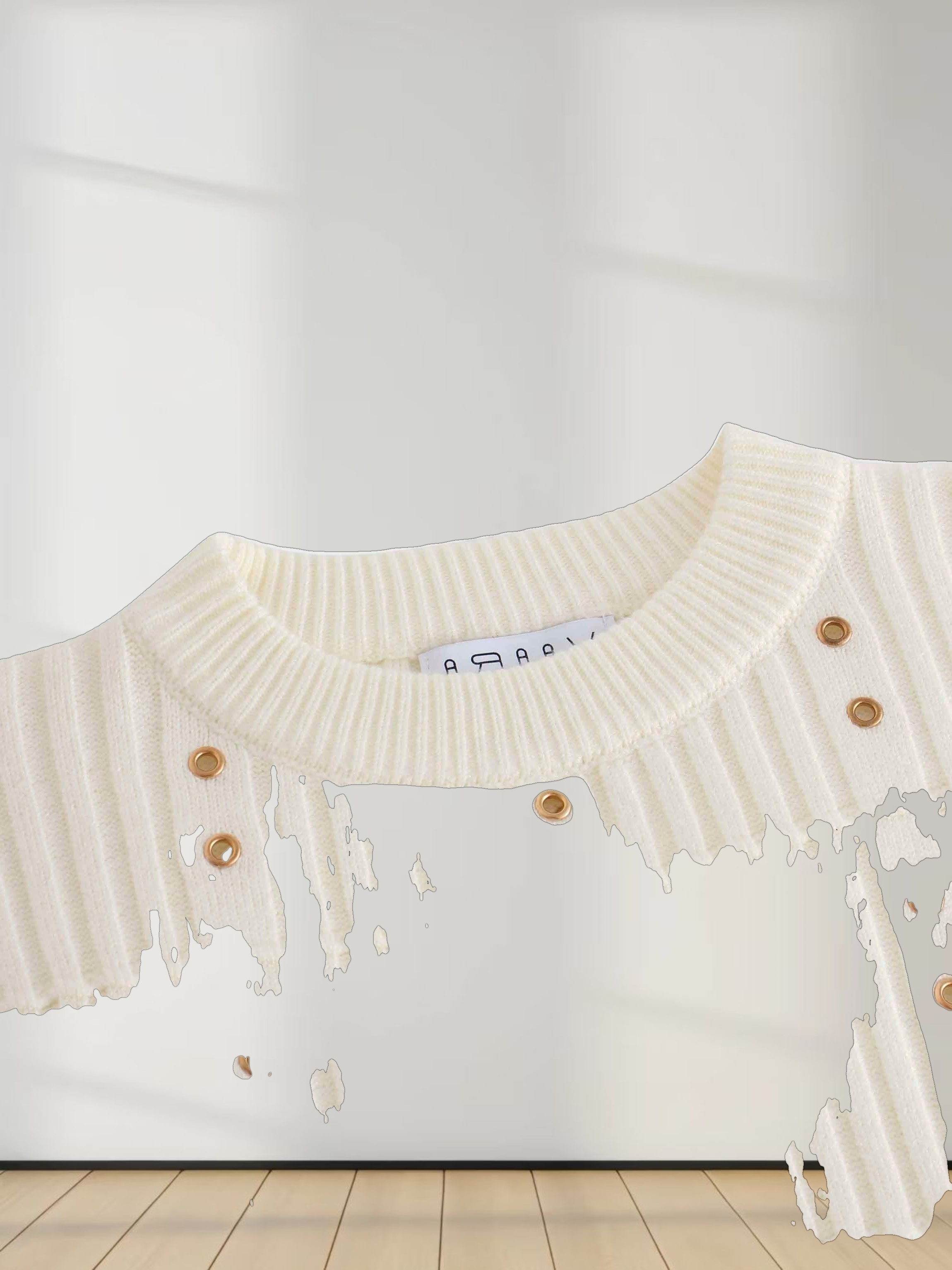 Grommet Sweater-Cream