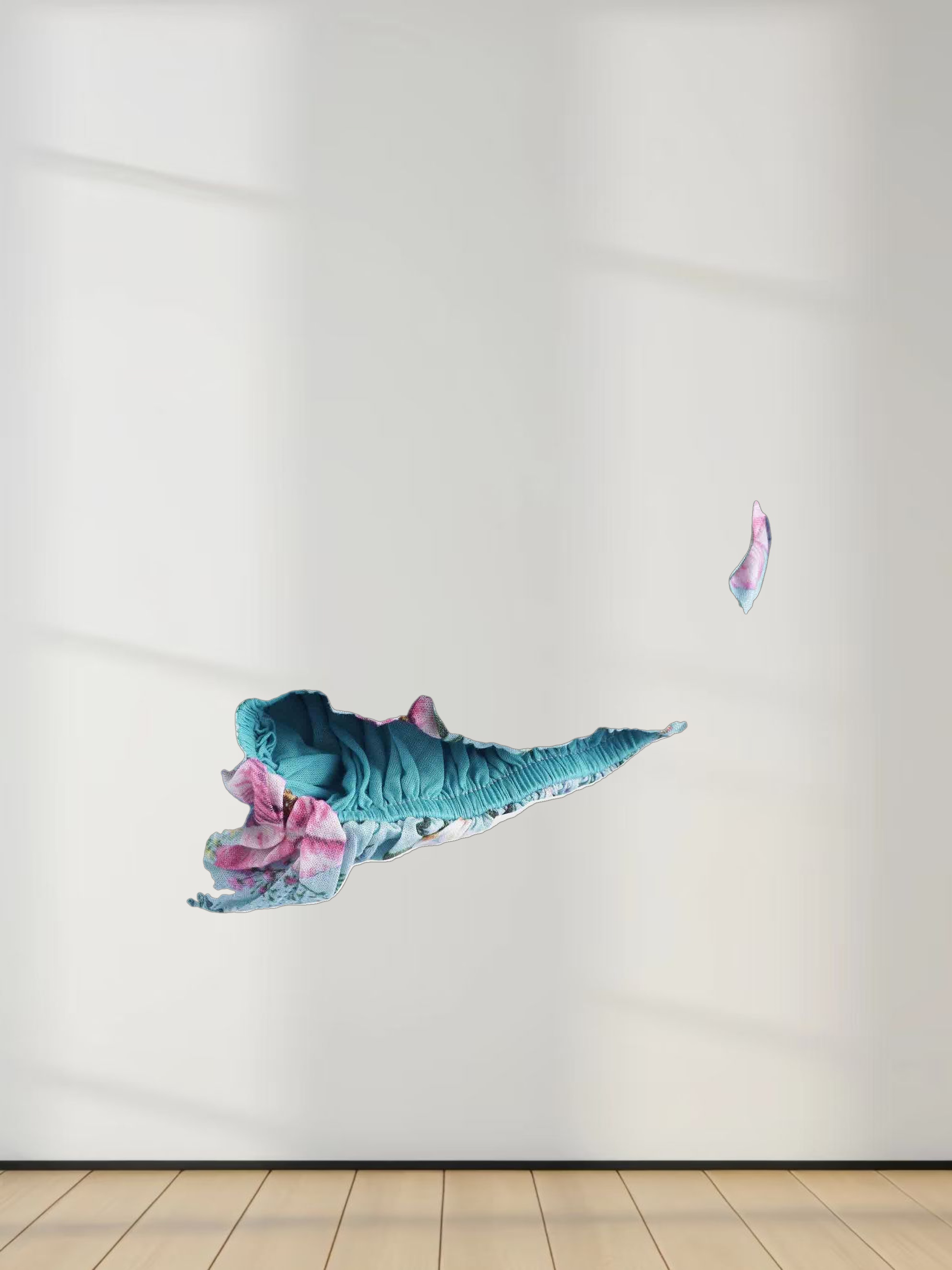 Ruched Puff Sleeve Dress-Aqua Floral