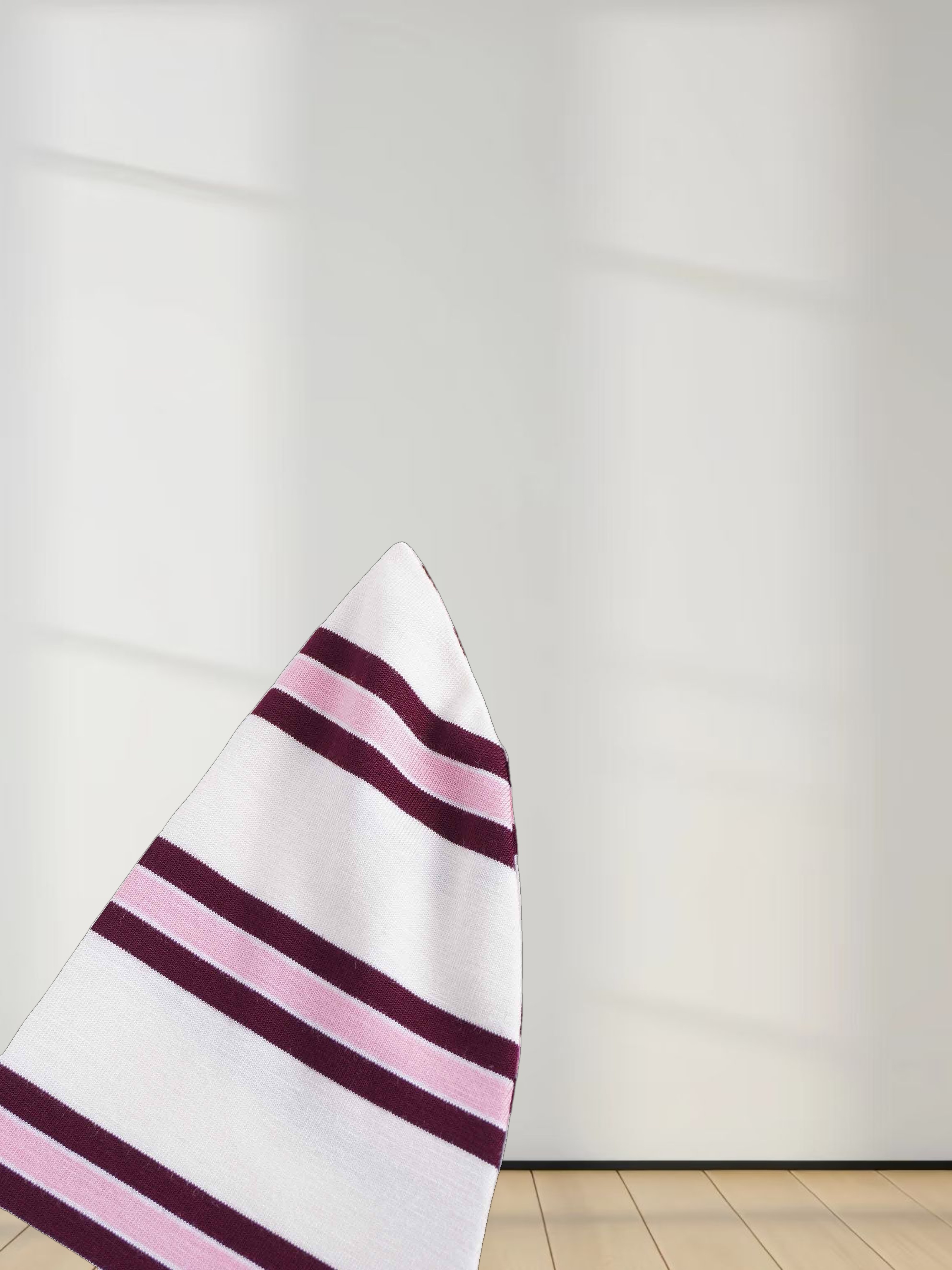 Flat Striped High V Long Sleeve-Raspberry/Pink