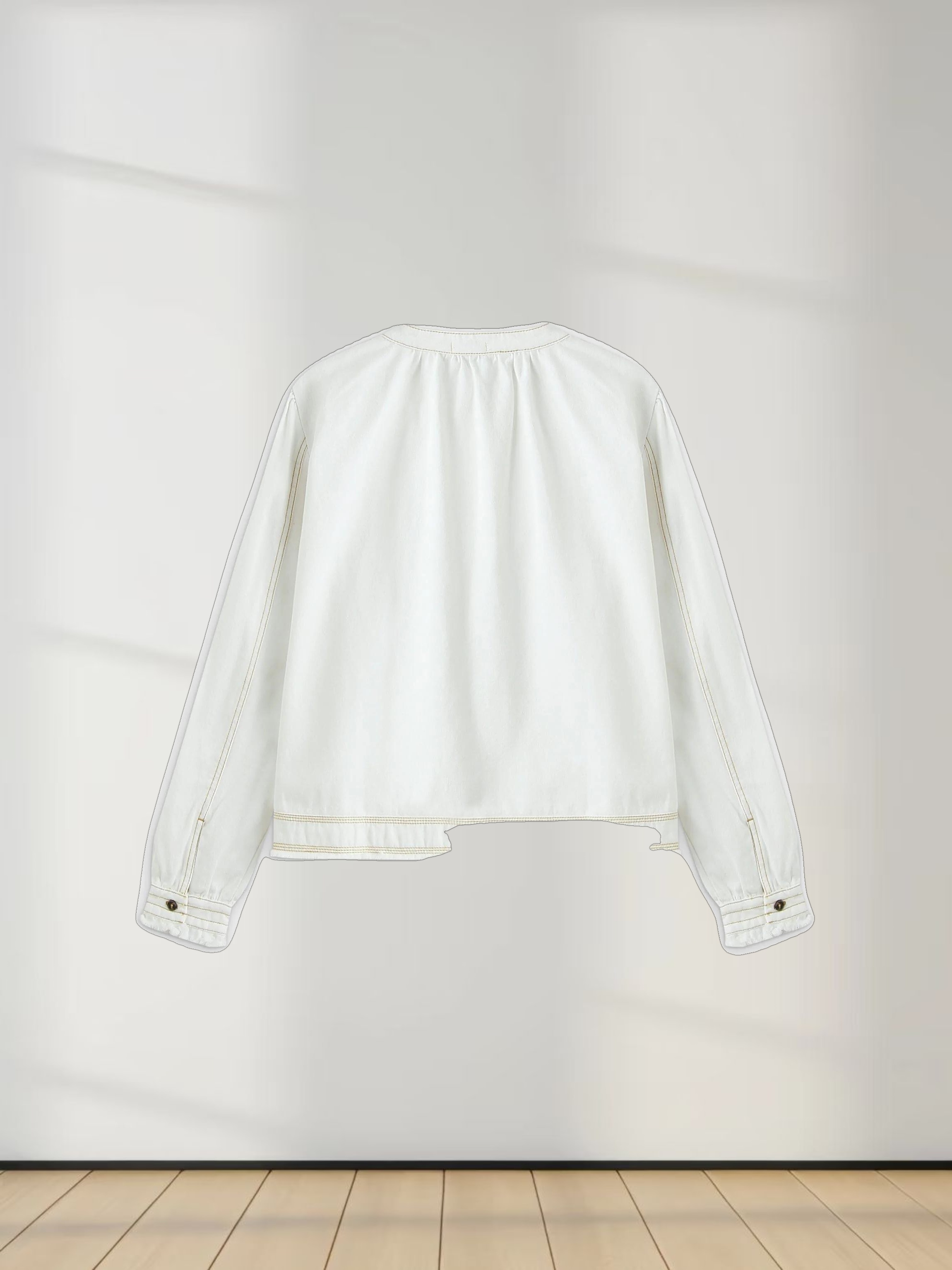 Denim Trapeze Top-White Denim