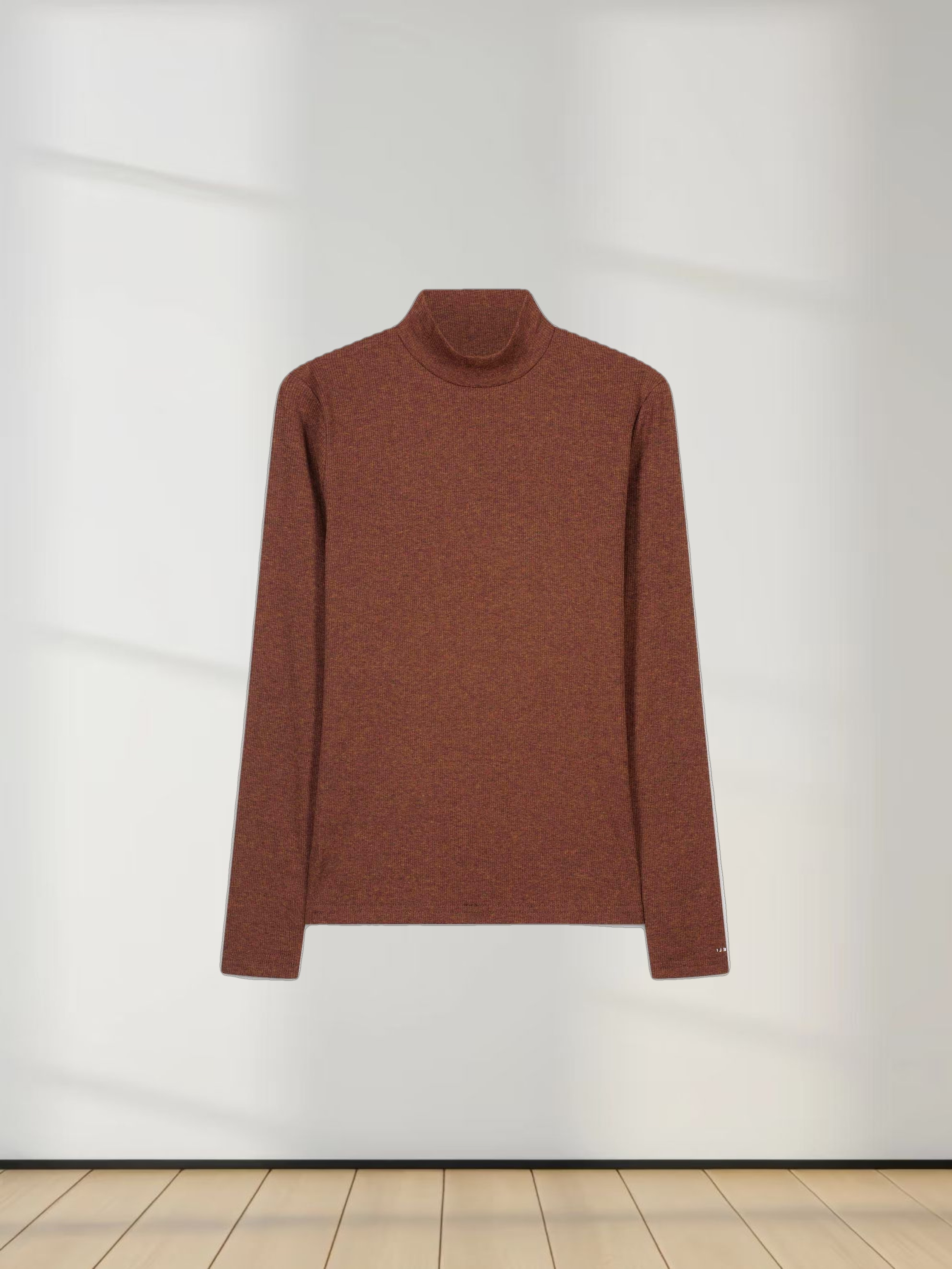HEATHERED TURTLENECK-BROWN