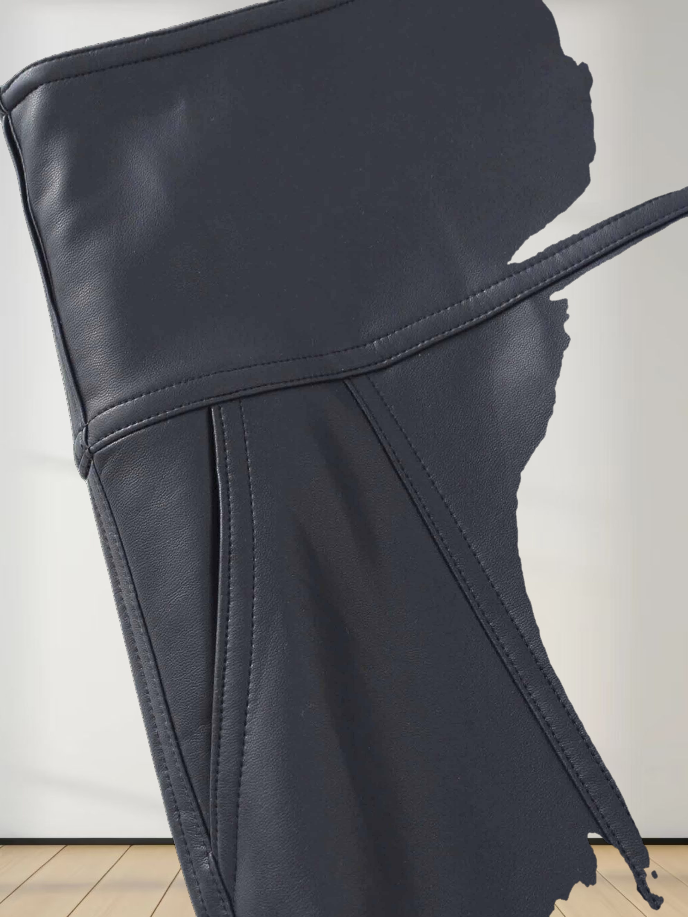 Leather Inverted Pleat Skirt-Navy