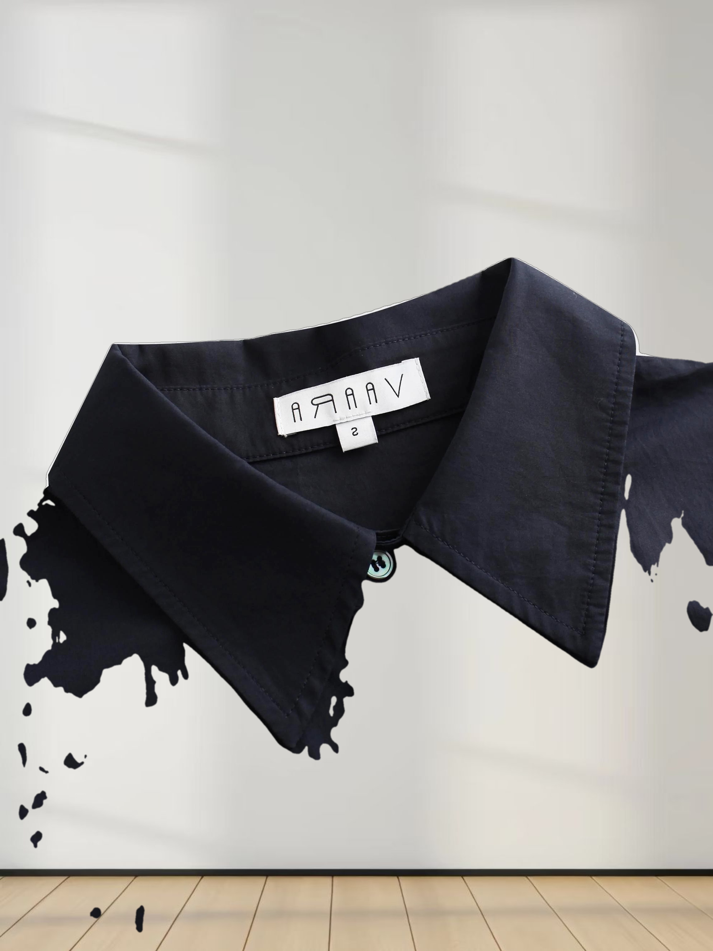 Button Overlay Shirtdress-Navy