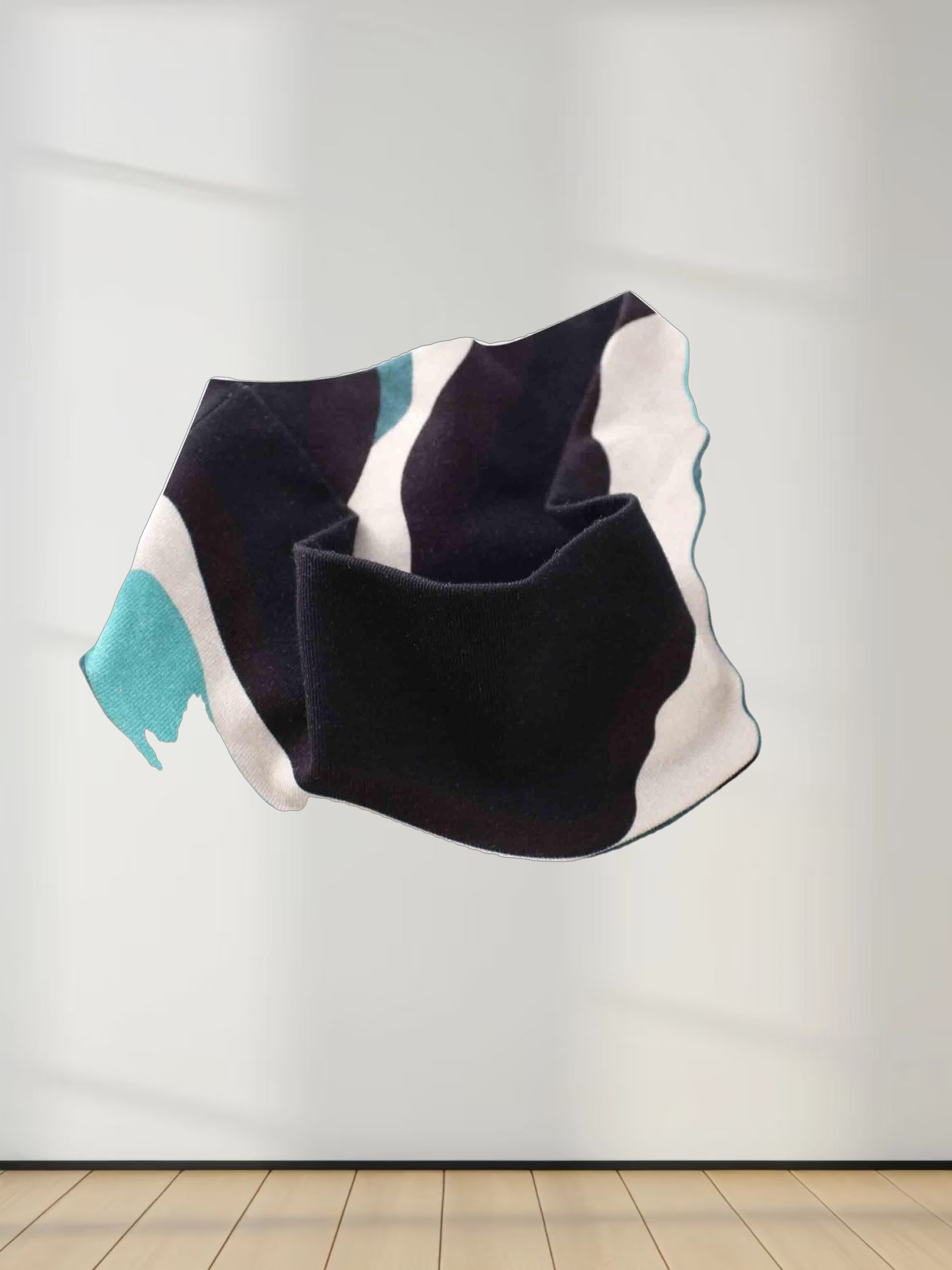 Printed Modal Turtleneck-Aqua Lightning