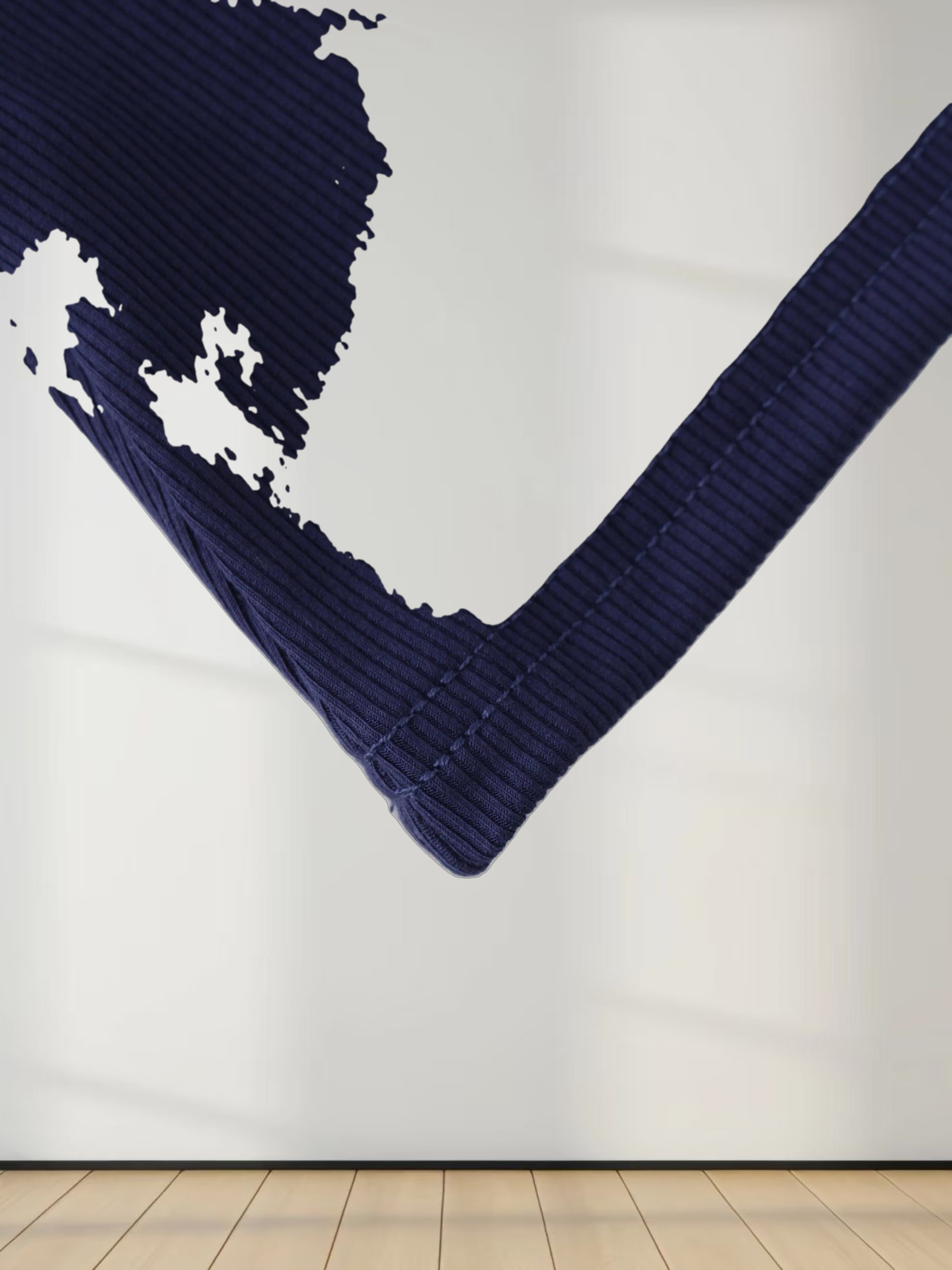 High V Ribbed Tee LS-Dark Navy