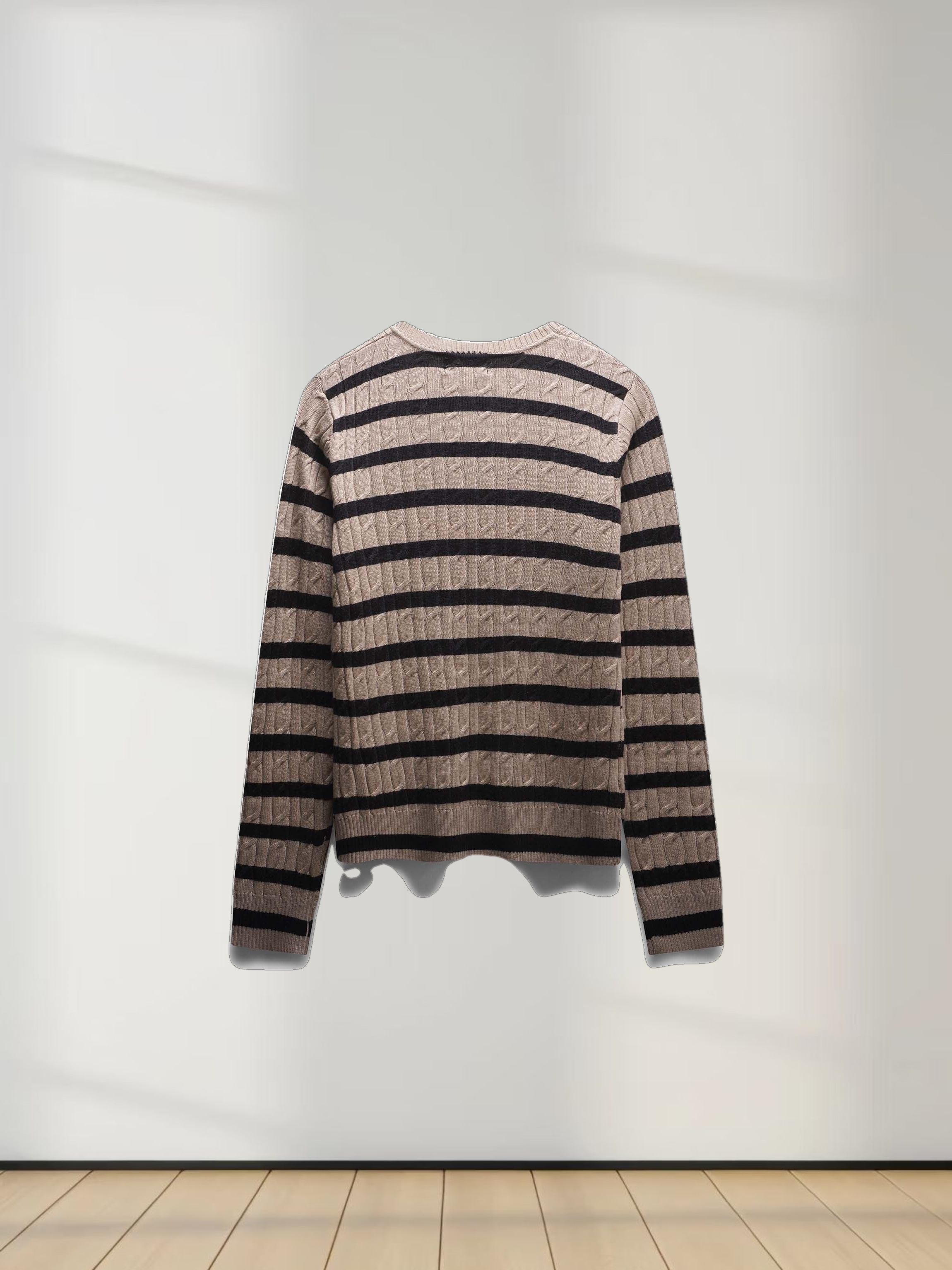 Printed Cable Knit Sweater-Striped Floral