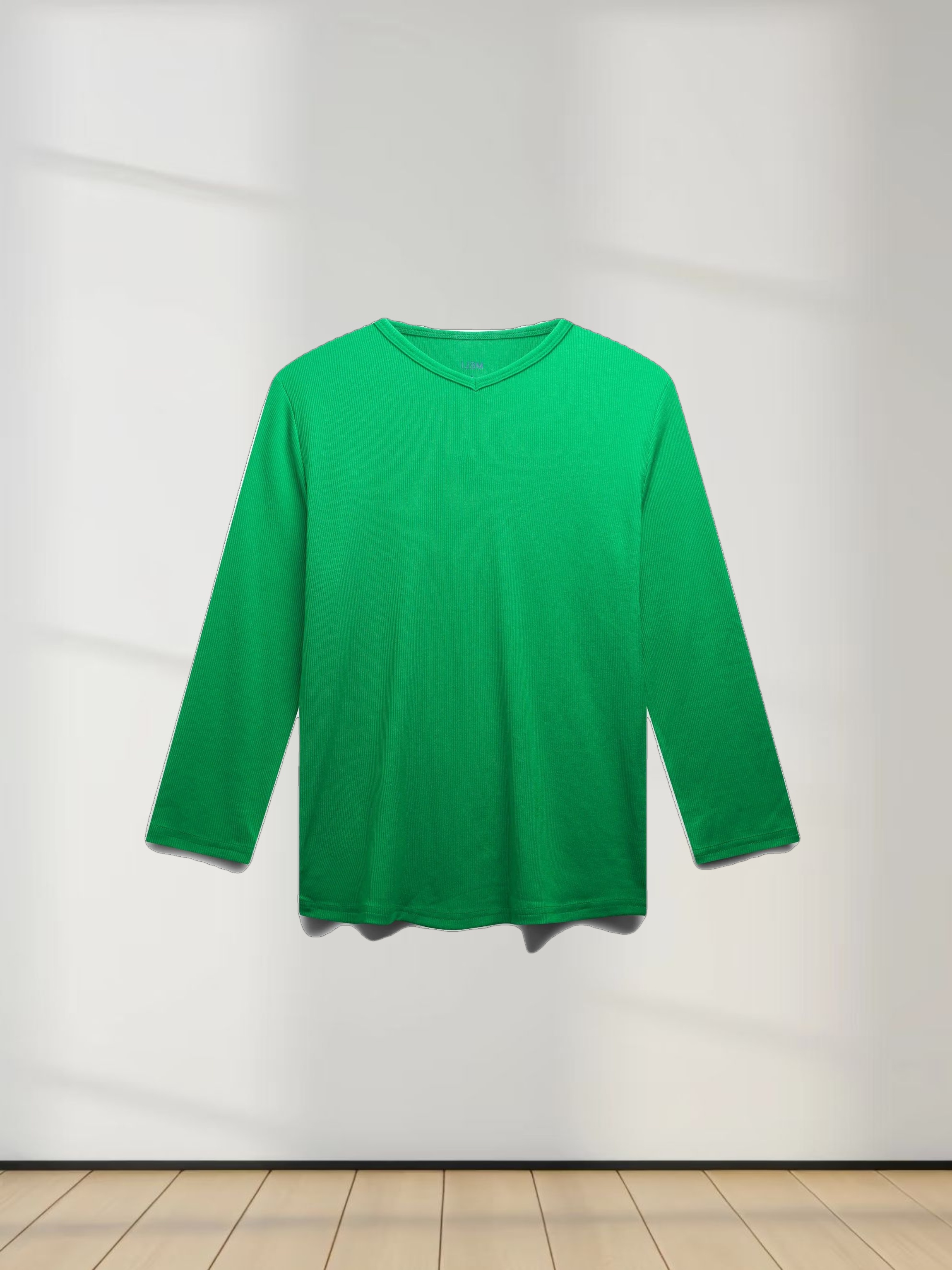 RIBBED HIGH V 3Q-MATCHA GREEN