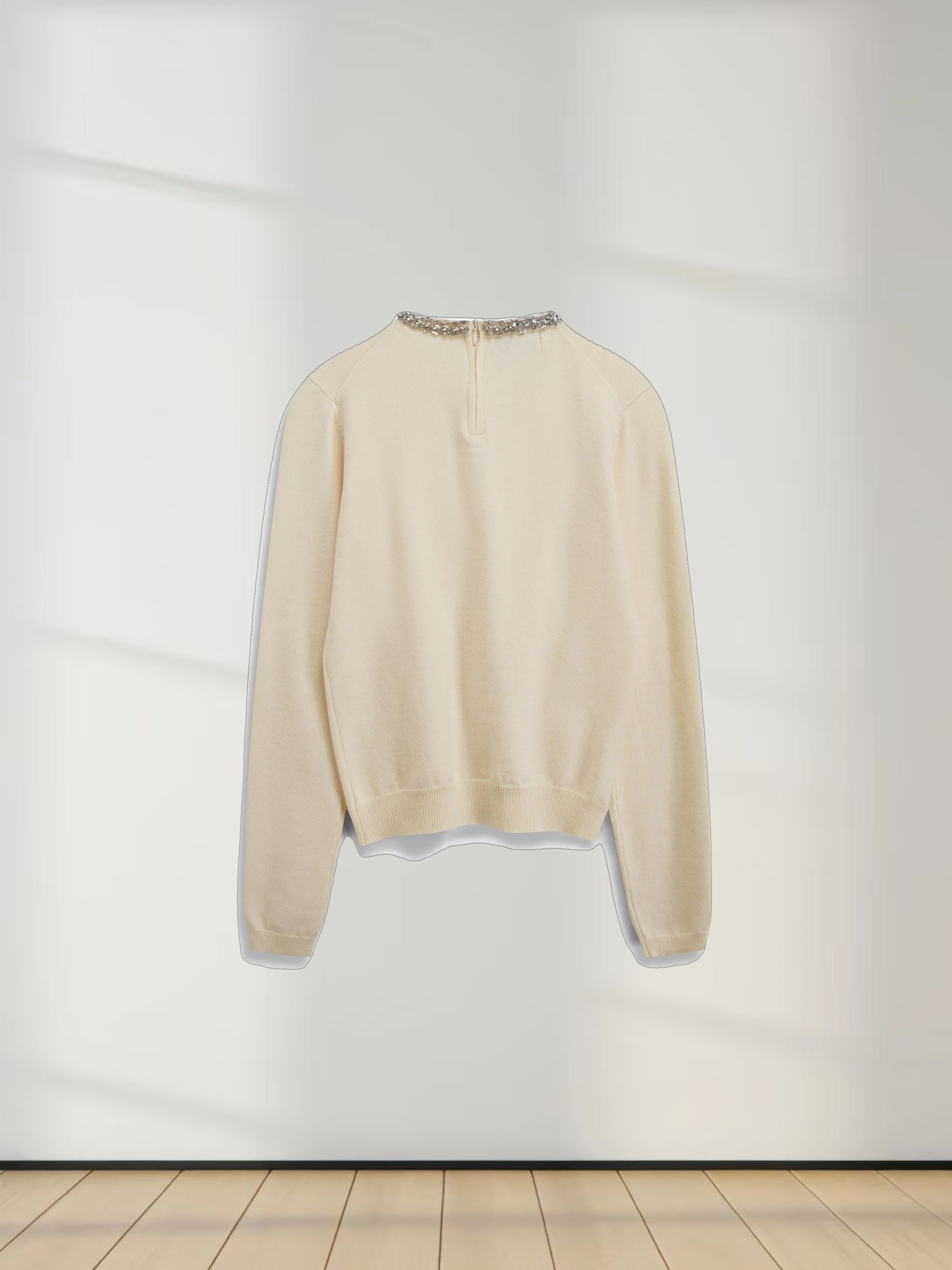 Embellished Crew Sweater-Ivory