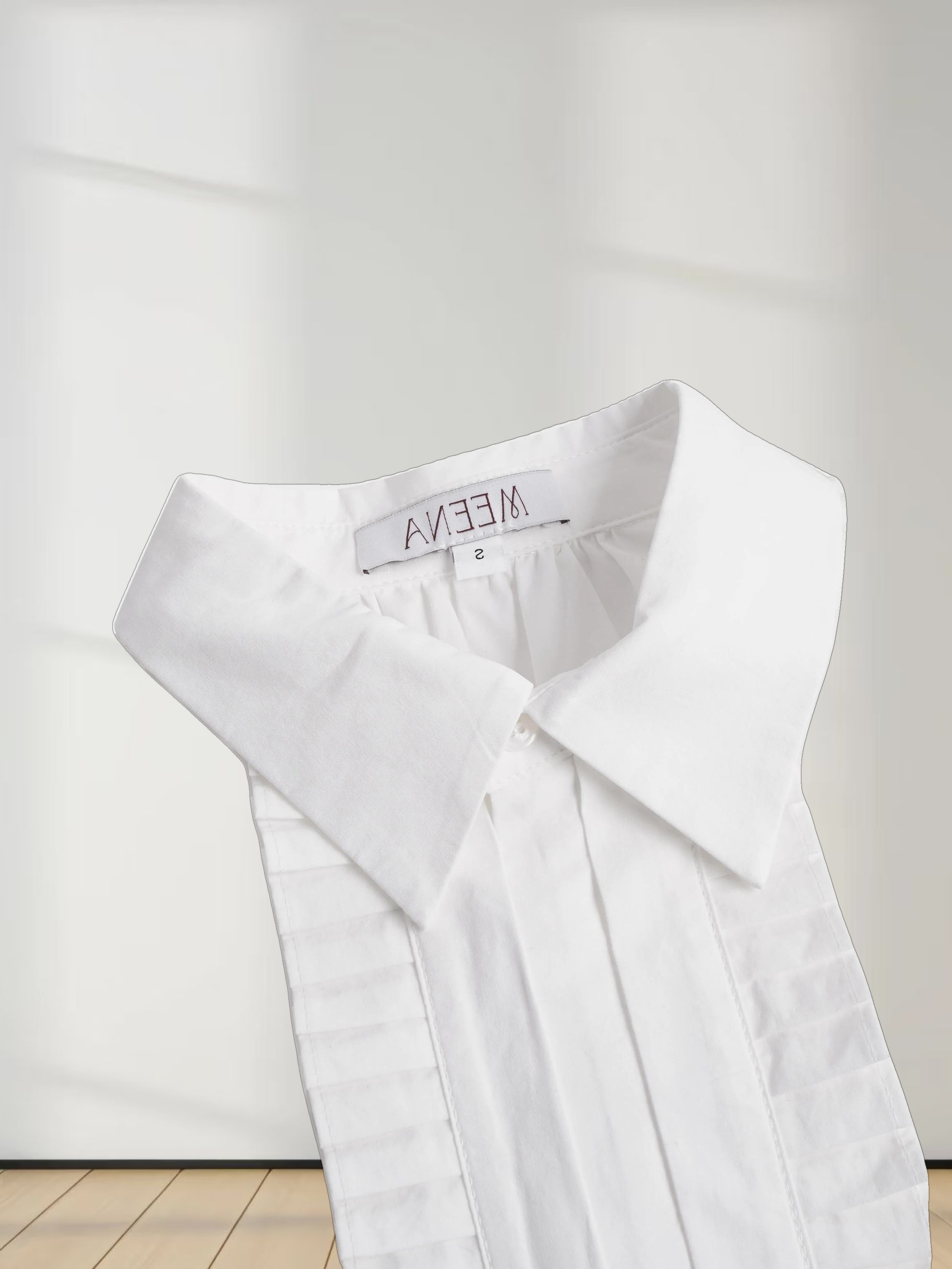Pleat Front Blouse-White