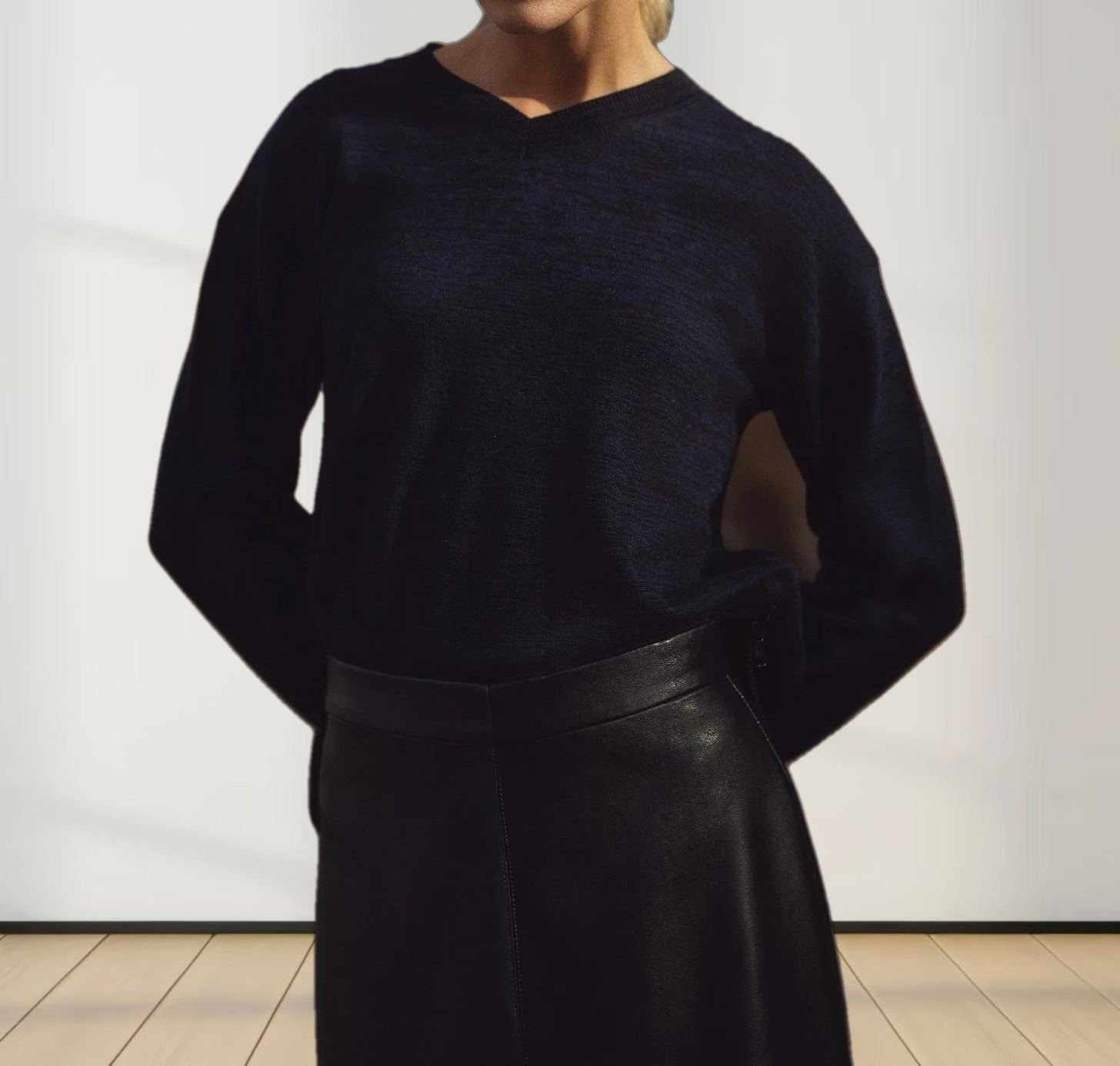 Side Zipper Sweater-Black/Blue