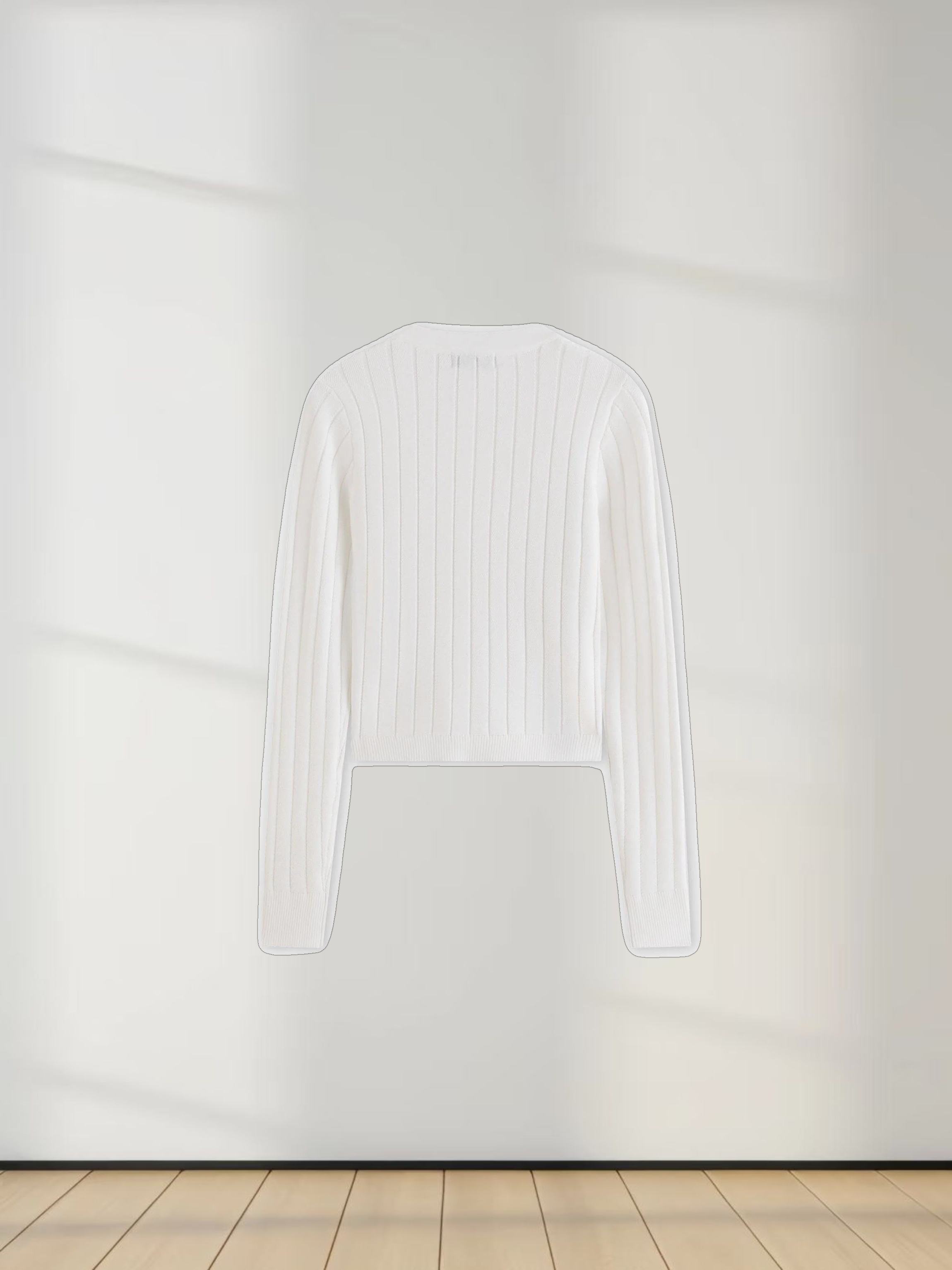 Silky Knit Cropped Cardigan-Ivory