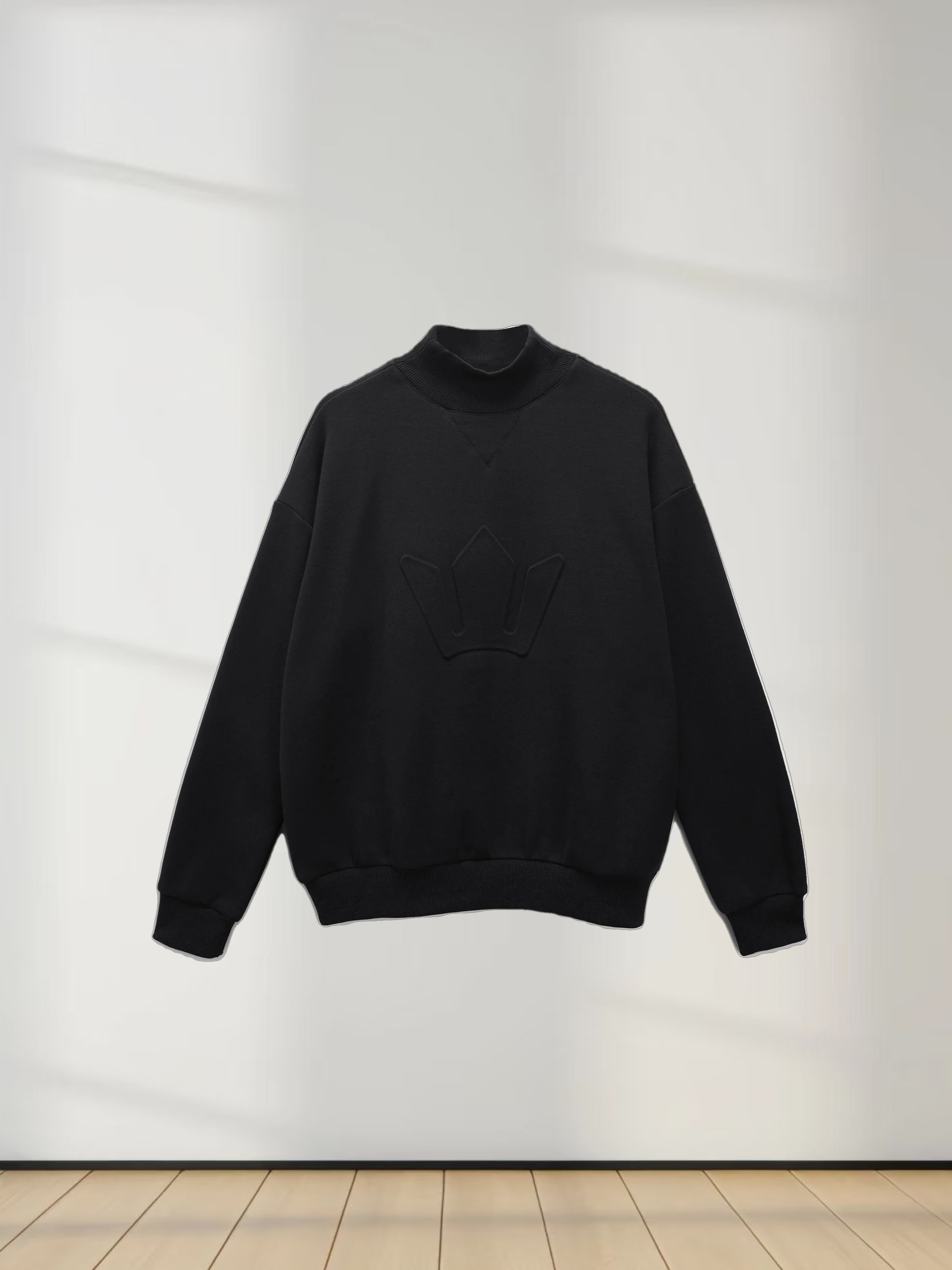 Embossed Crown Sweatshirt-Black