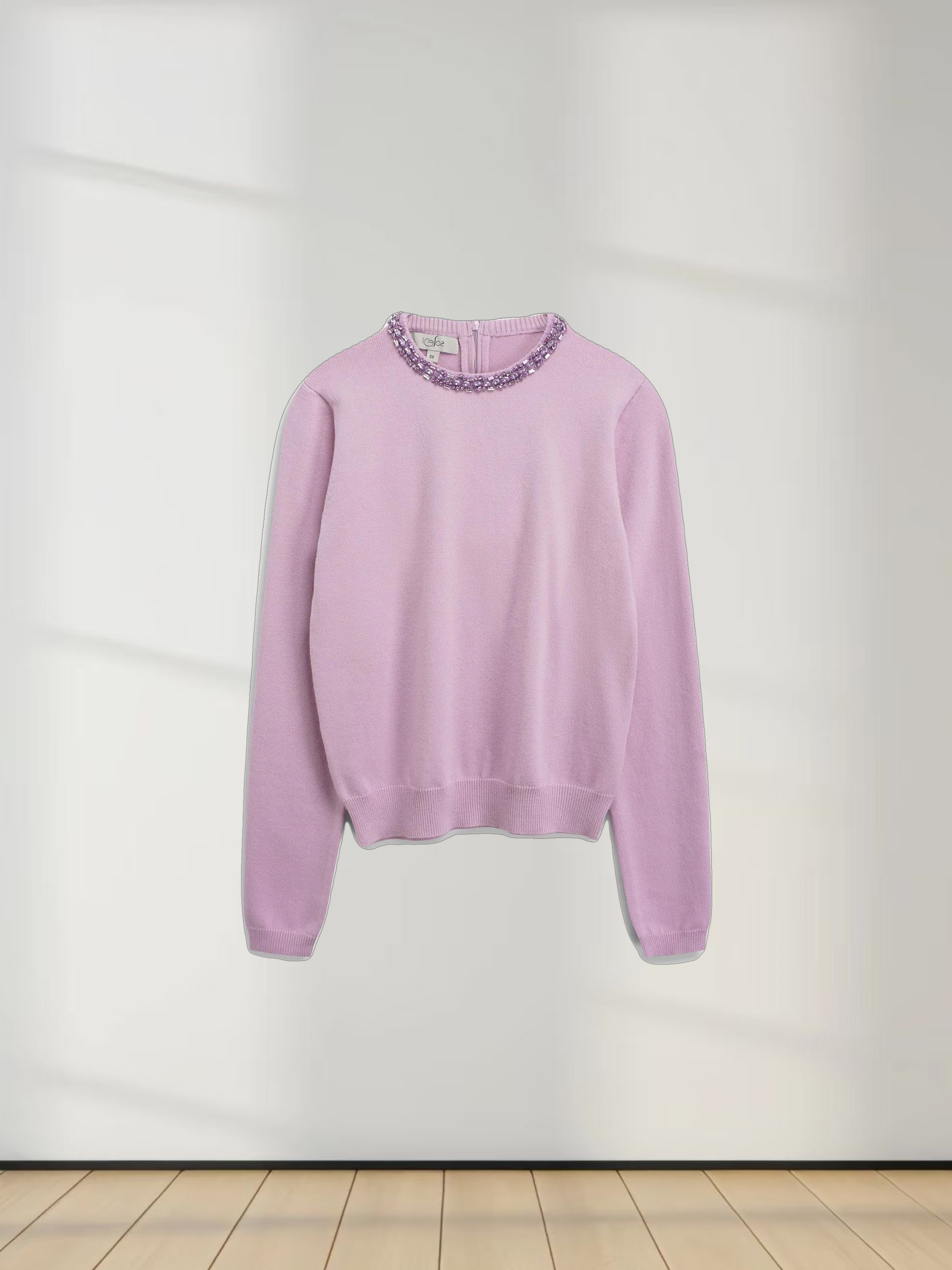 Embellished Crew Sweater-Lilac