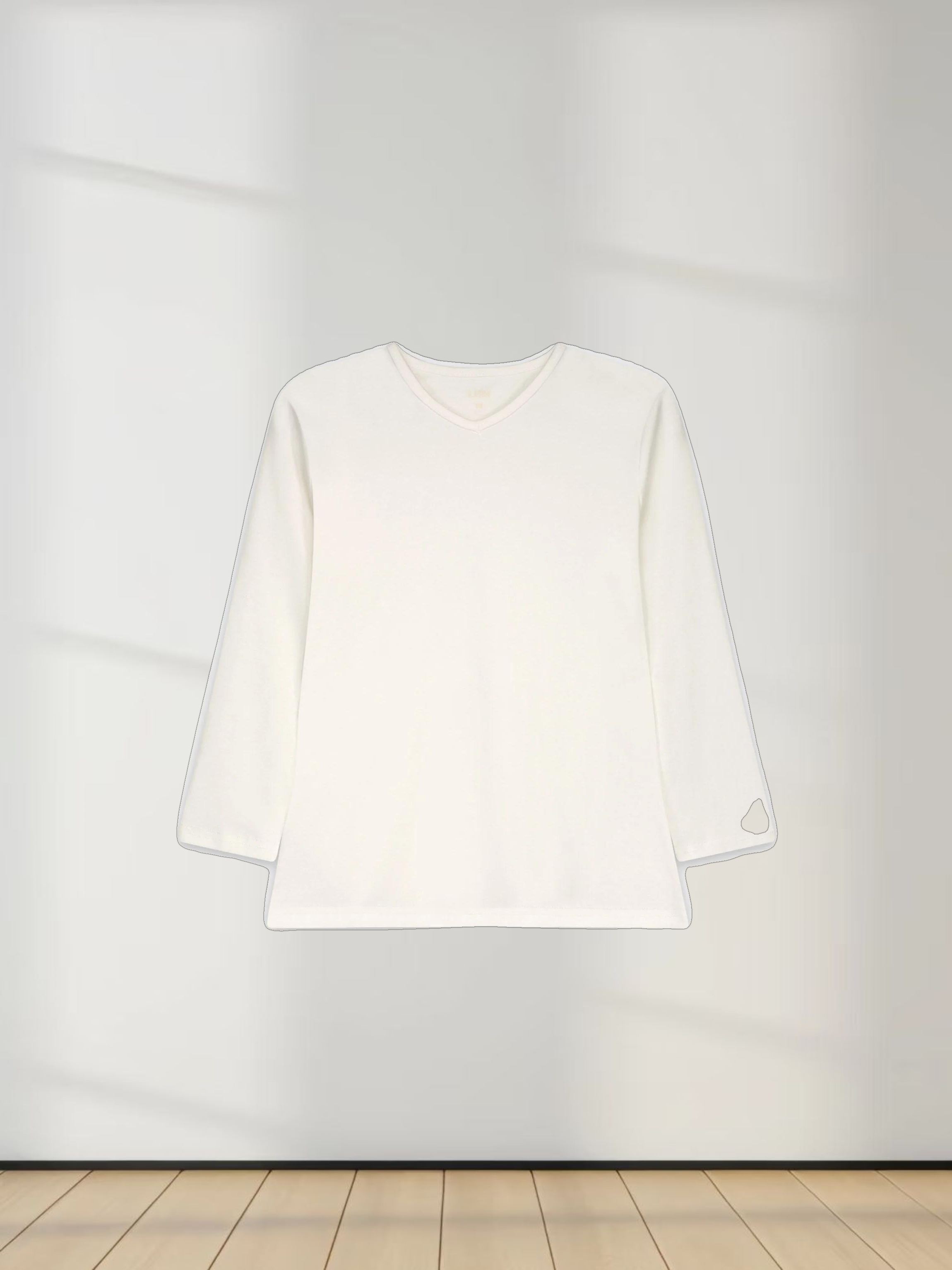 BASIC HIGH V TEE 3Q-WHITE