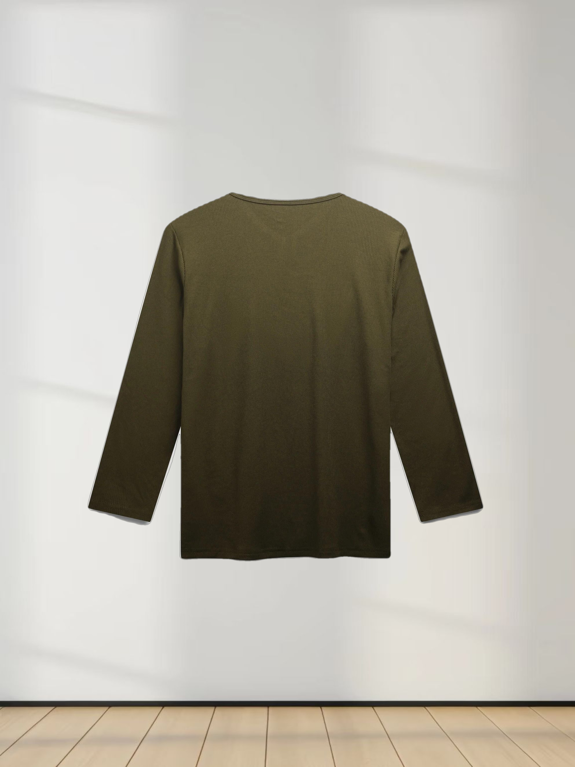 RIBBED HIGH V 3Q-CHOCOLATE BROWN