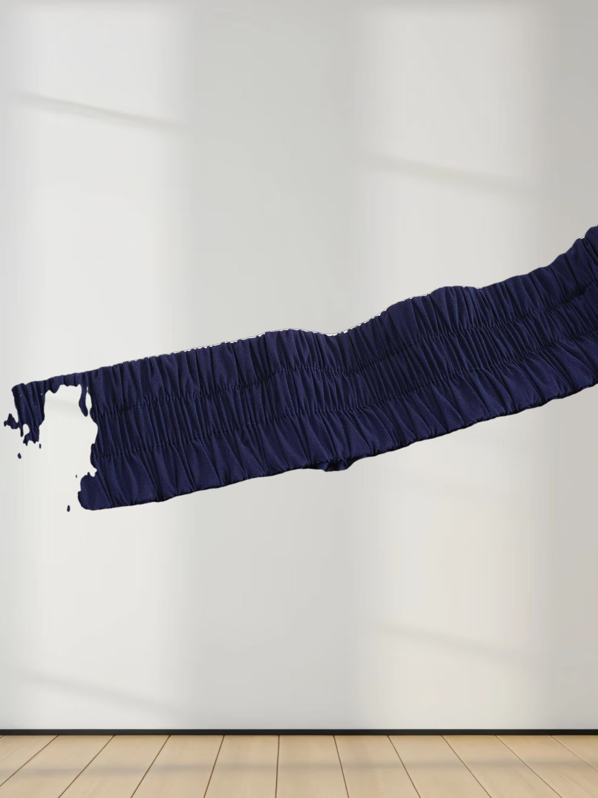 Elastic Back Maxi Cotton Blend Skirt-Navy